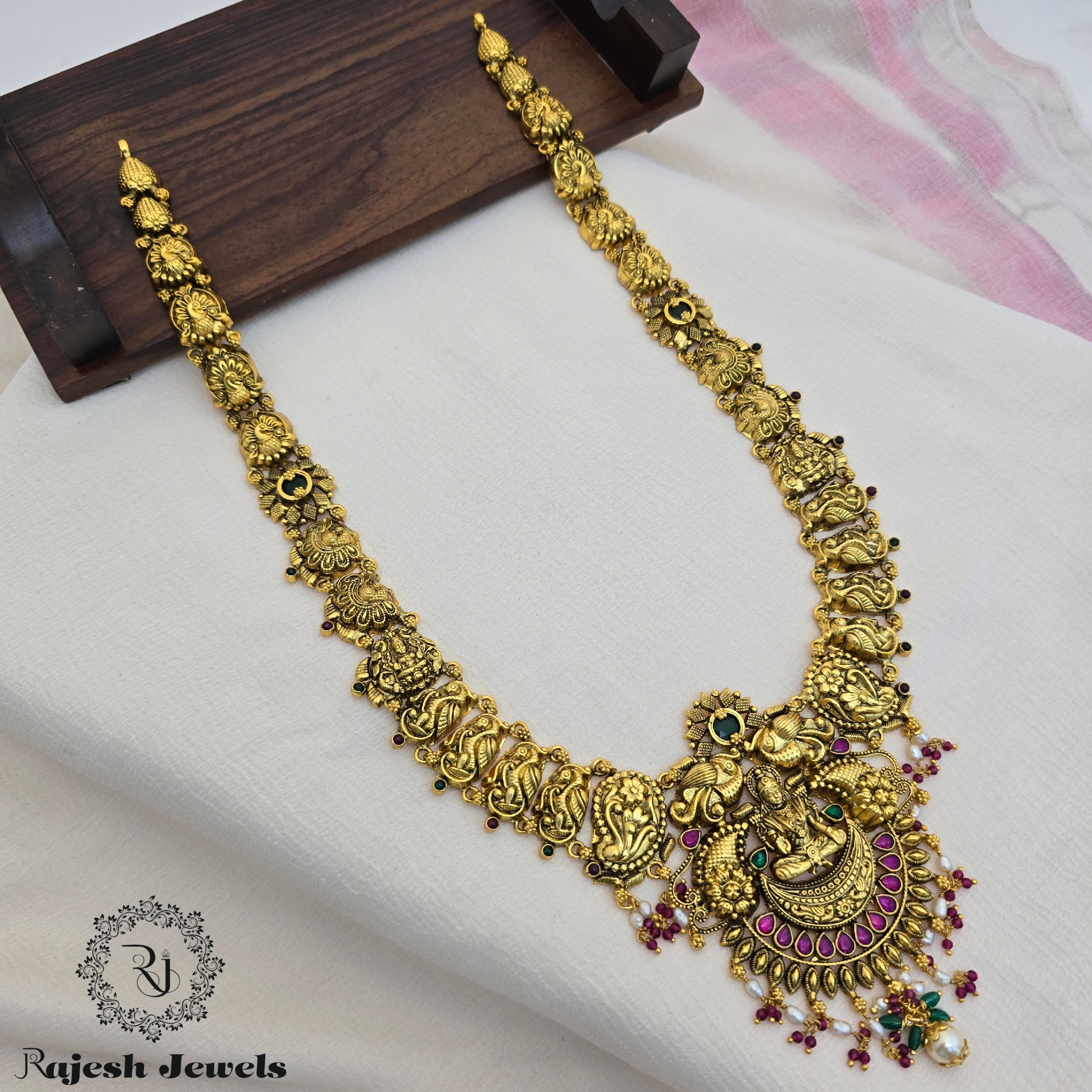 Dhana Lakshmi Silver Gold Plated Long Hara