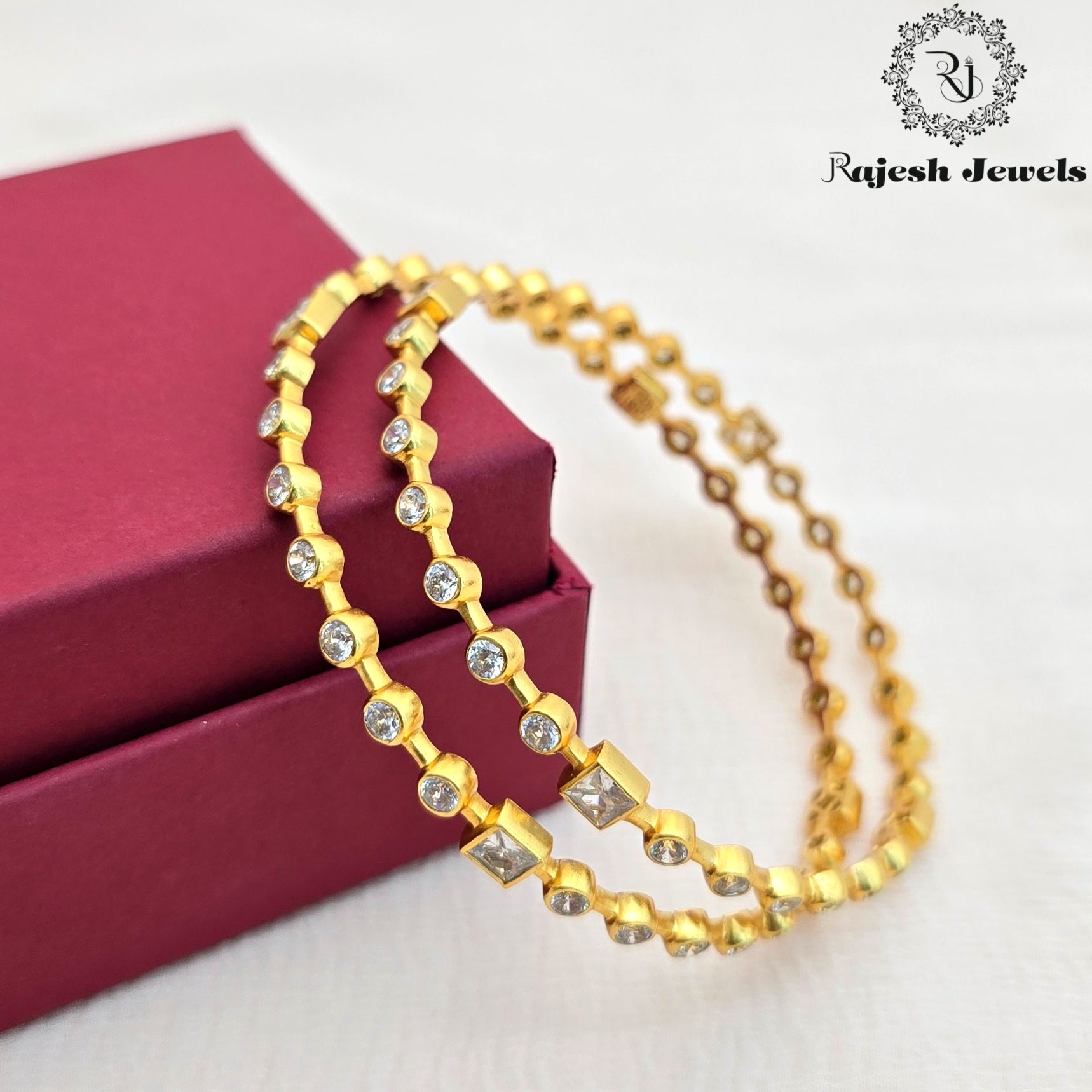 Shimmering Silver Gold Plated Bangle Size 2.8