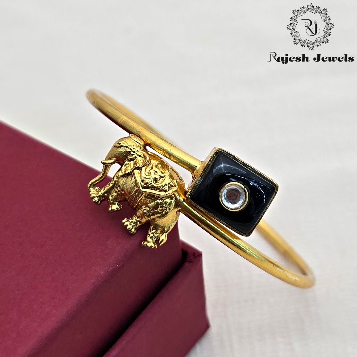 Elephant Kundan Gold Plated Hand Kada