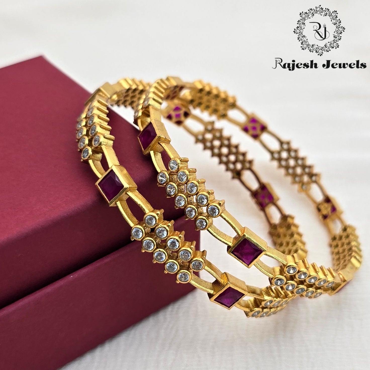 Sparkling Cz Silver Gold Plated Bangle Size 2.8