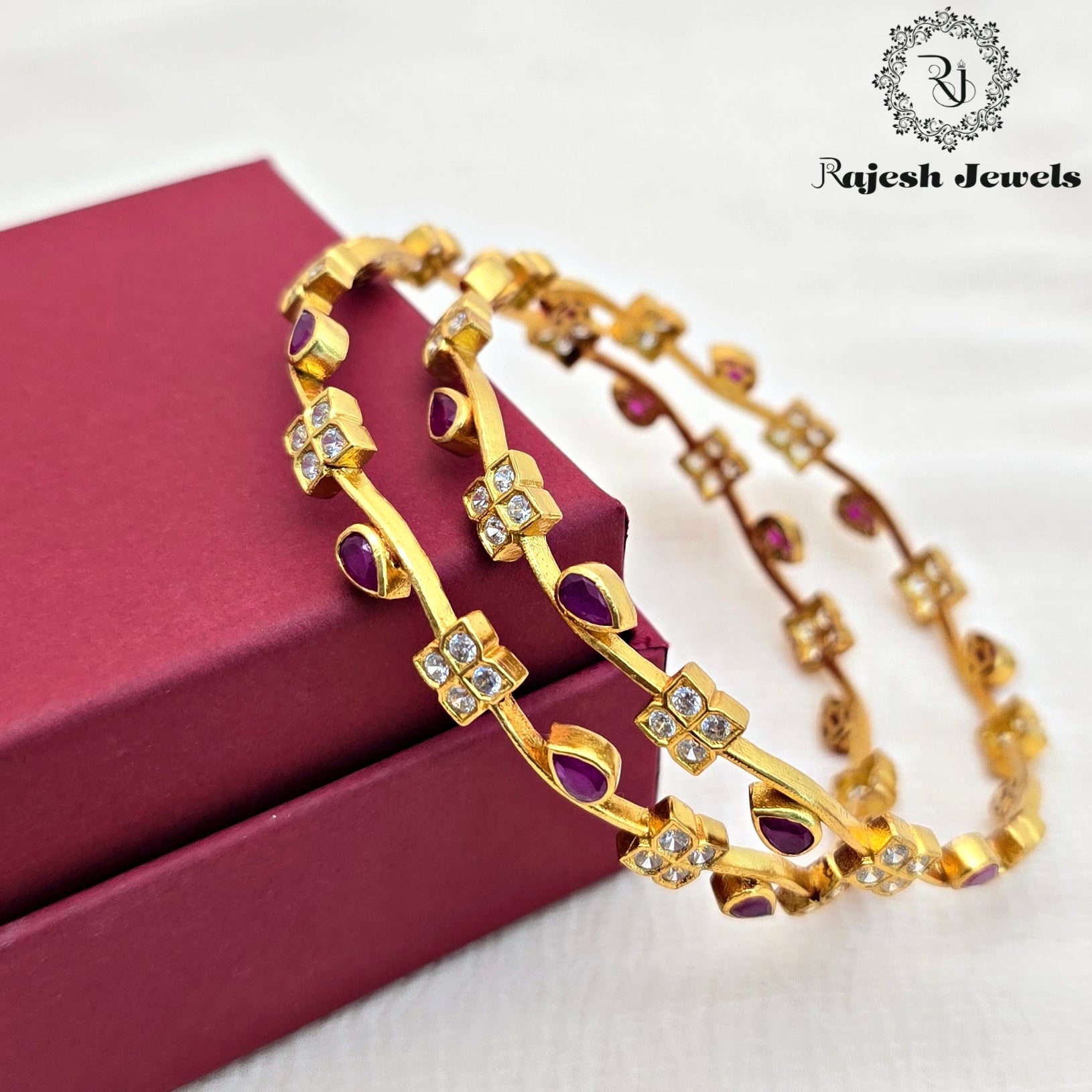 Fascinating Cz Silver Gold Plated Bangle Size 2.8