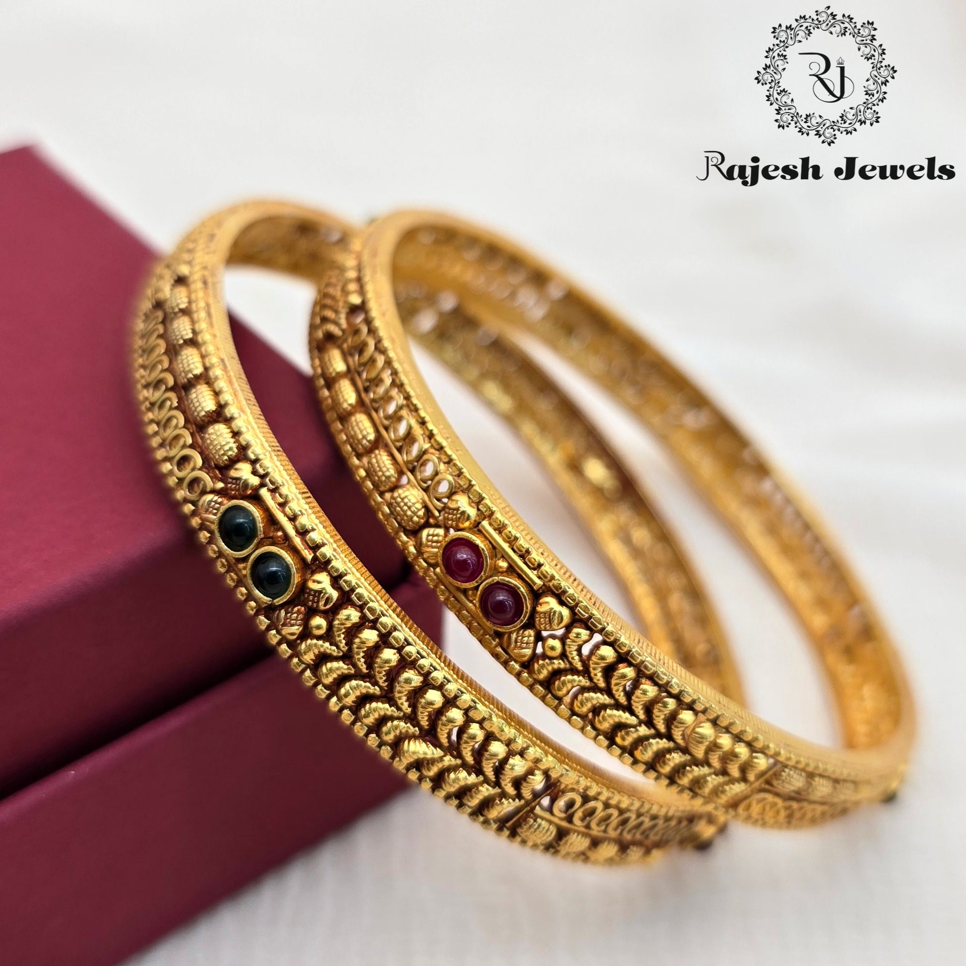 Attractive Semi Antique Gold Plated Bangle Size 2.8