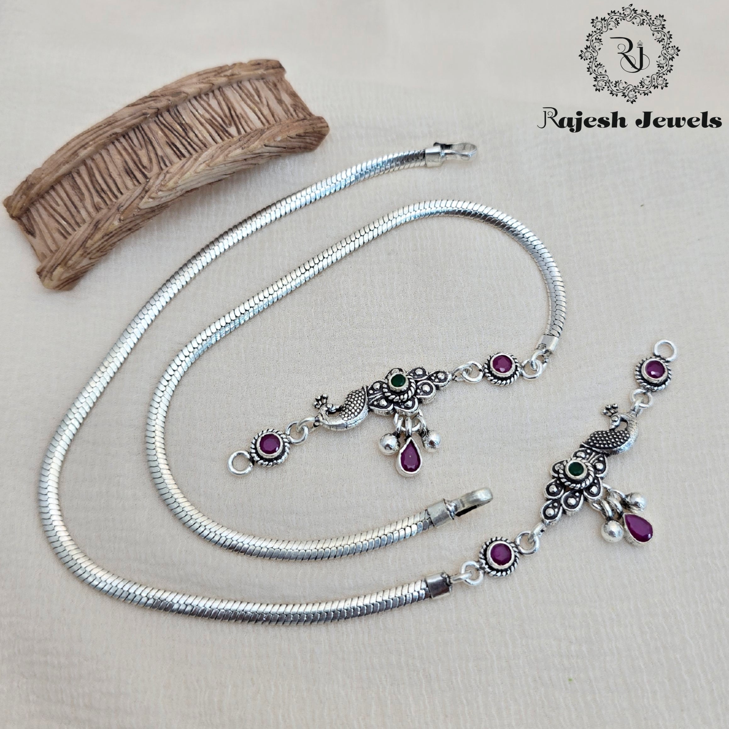 Radiant Red Peacock Cutstone Anklet