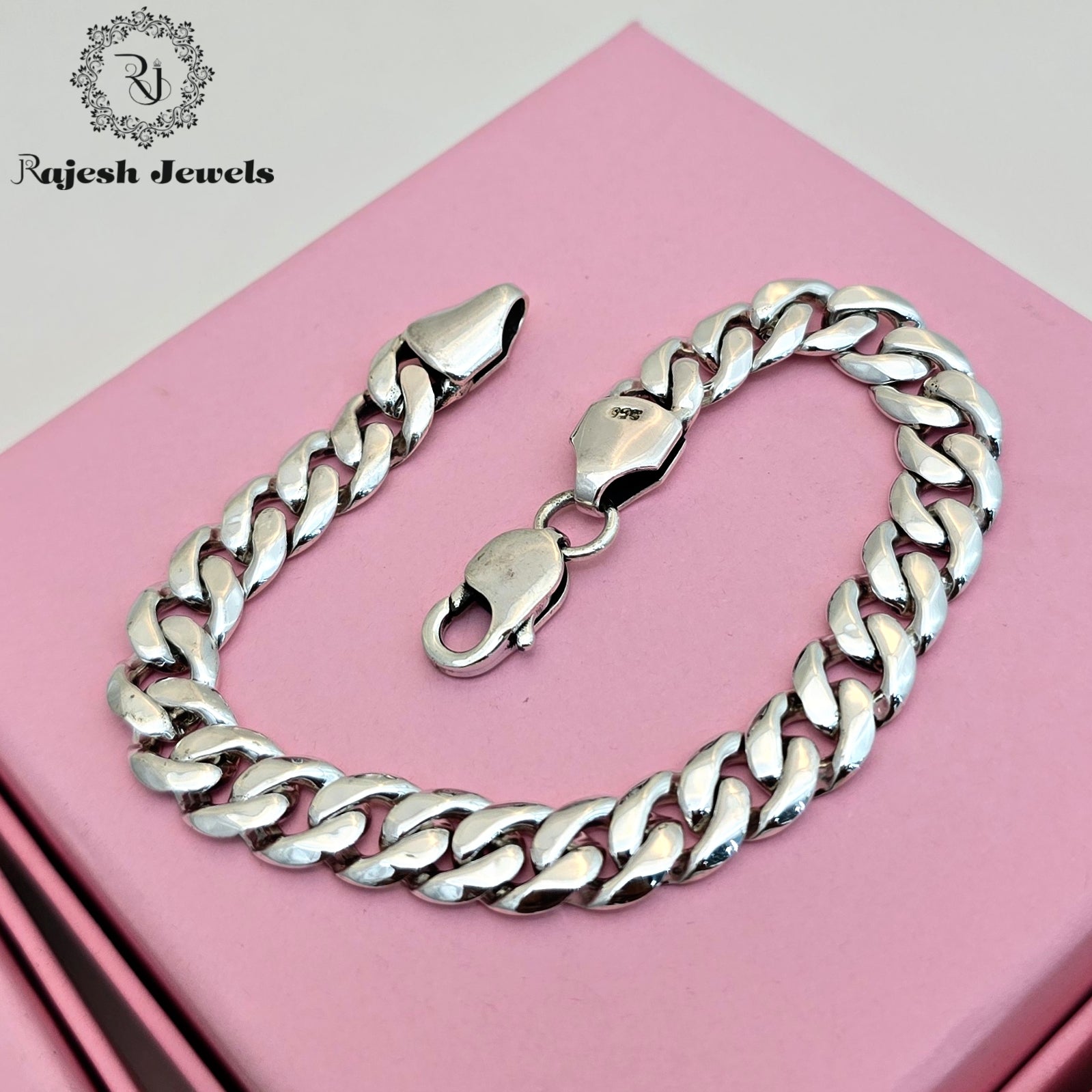 Majestic Curb Silver Oxidised Men's Bracelet
