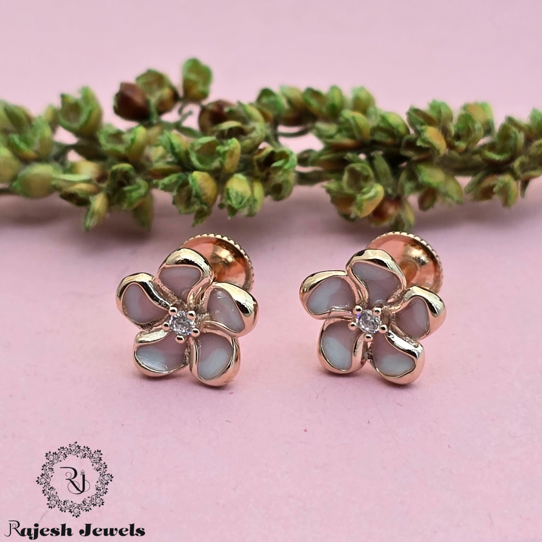 Classy Cz Rosegold South Screw Stud Earrings