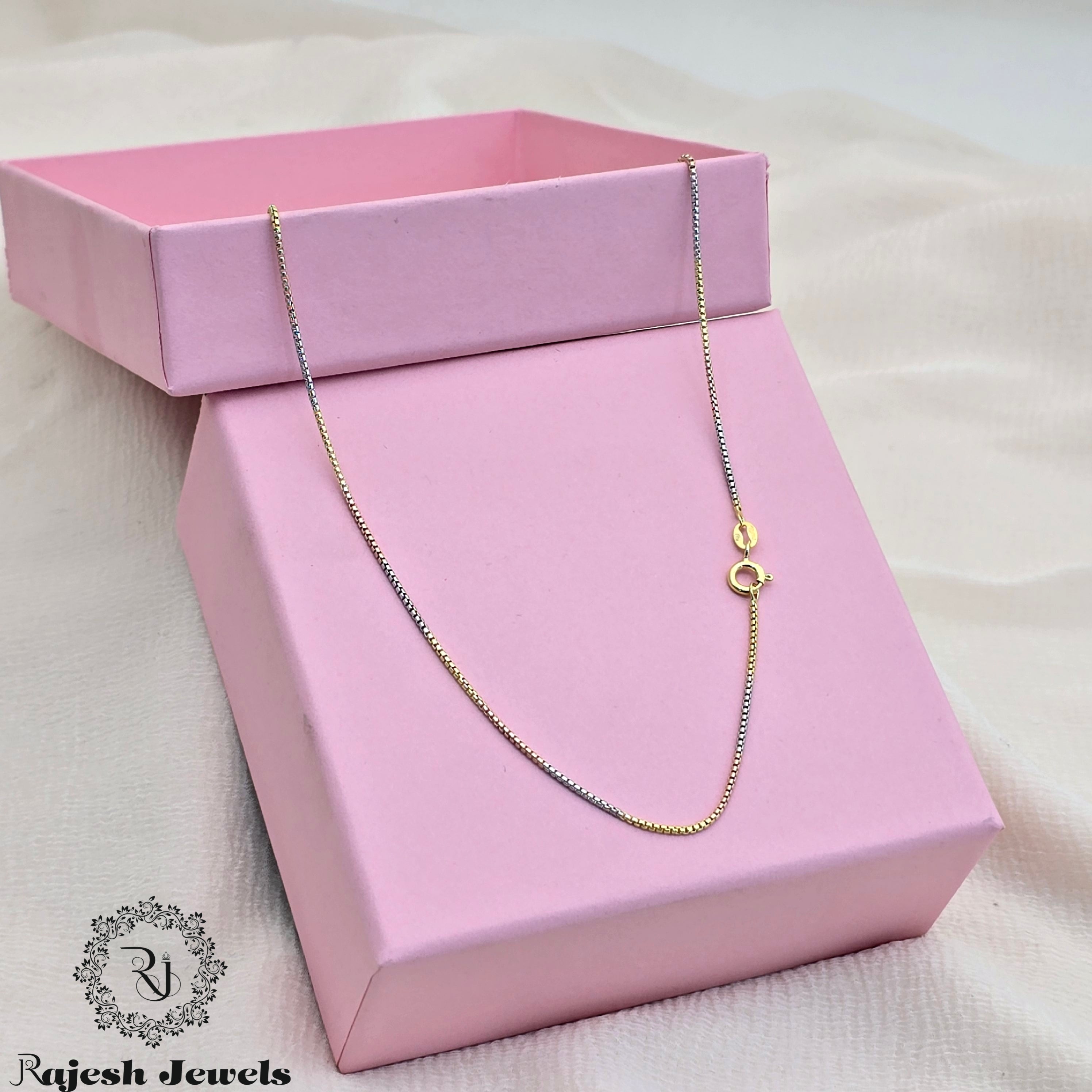 Tricolour Box Cut Silver Neckchain