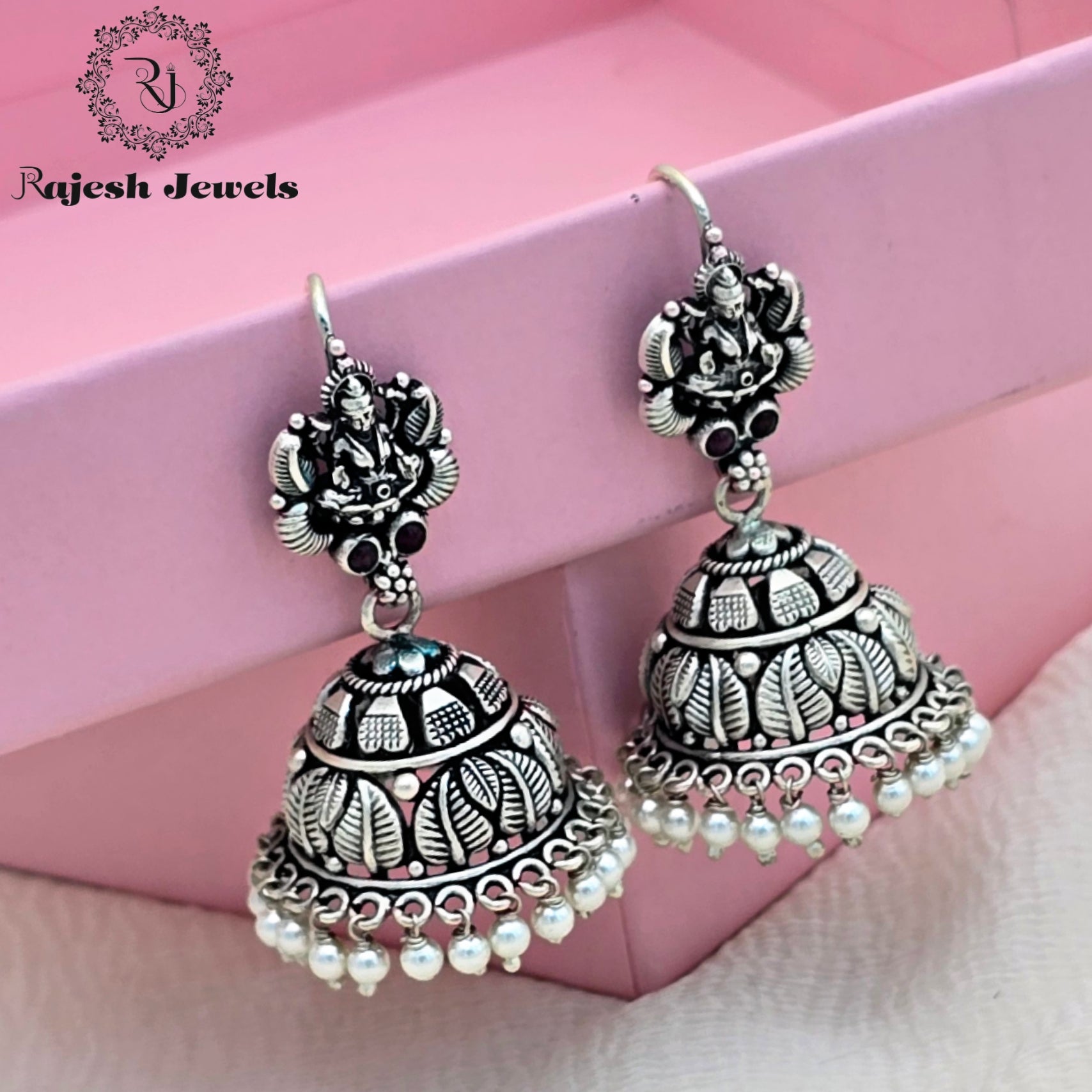 Traditional Lakshmi Silver Jhumka Earrings