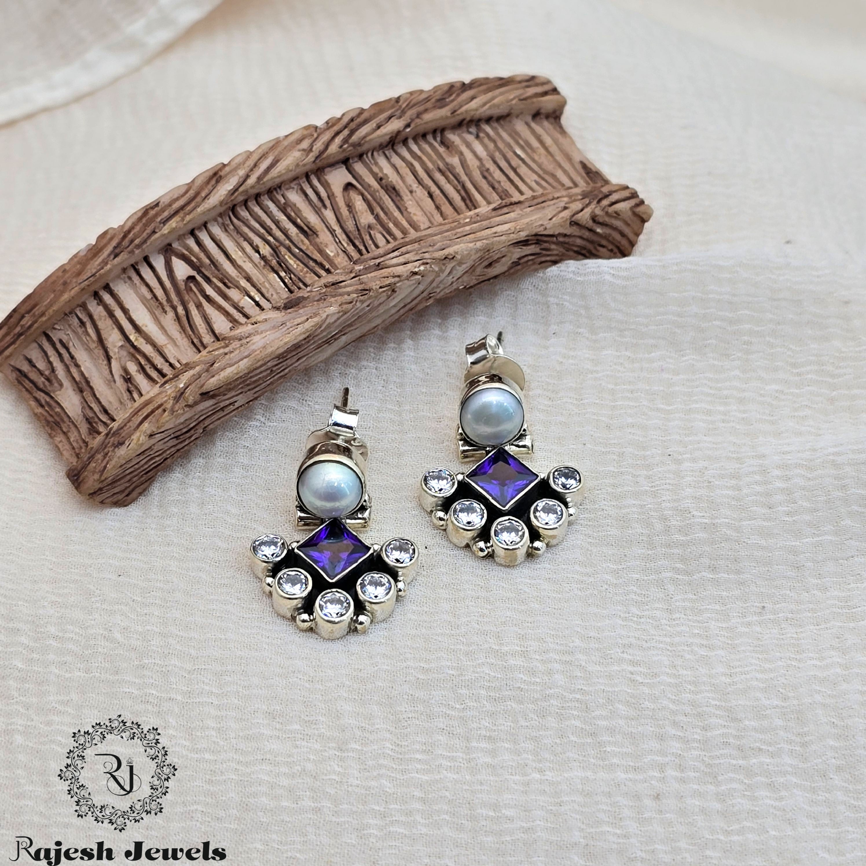 Square Shaped Cutstone Earrings