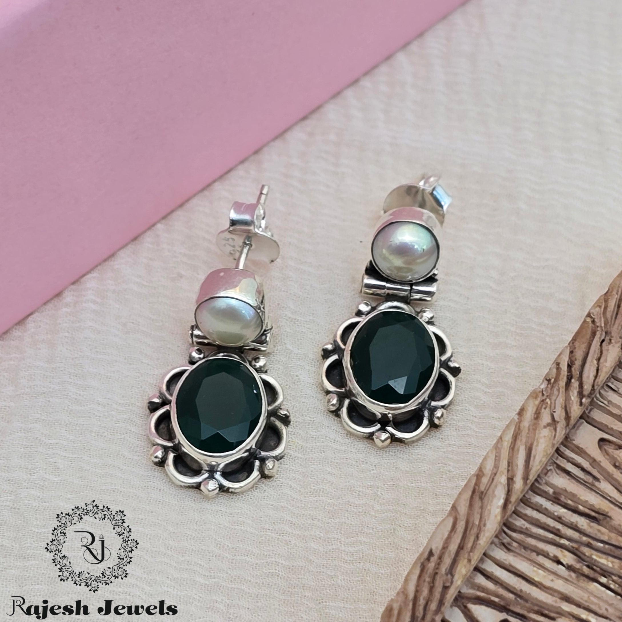 Oval Colourful Cutstone Earrings