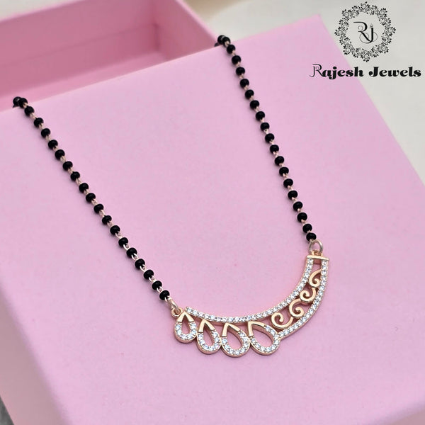 Alluring Rosegold Black Beads Mangalsutra