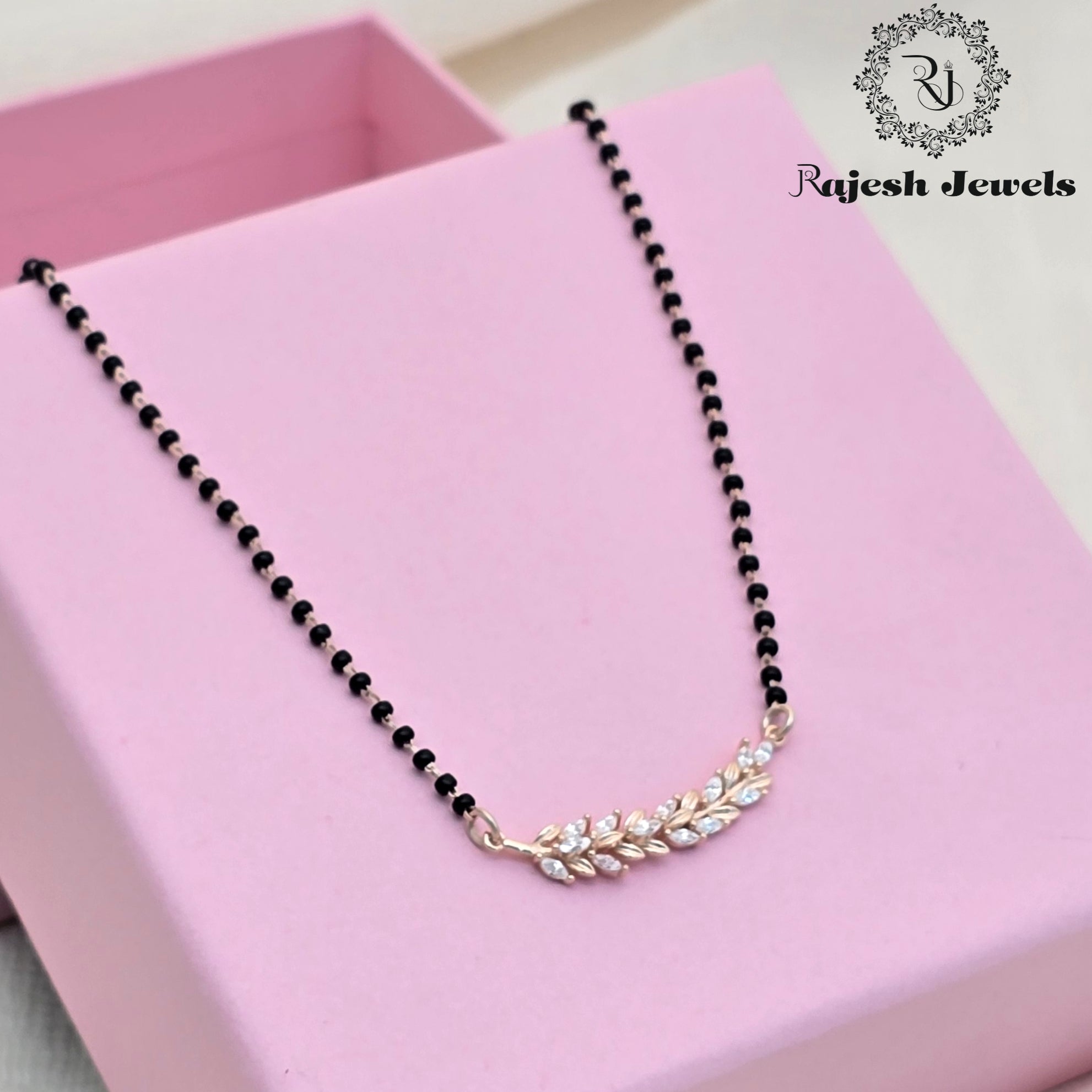 Amazing Rosegold Black Beads Mangalsutra