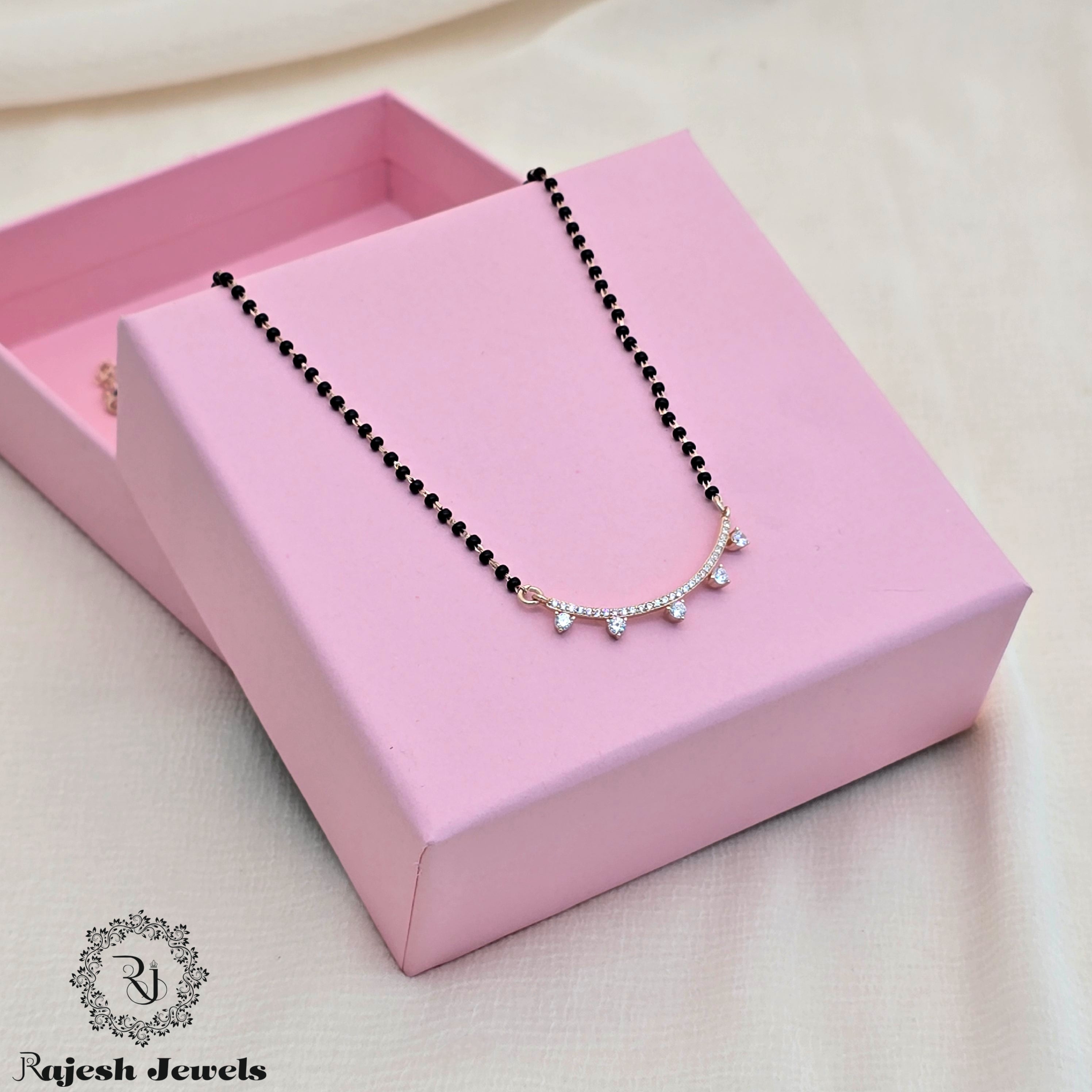 Charismatic Rosegold Black Beads Mangalsutra