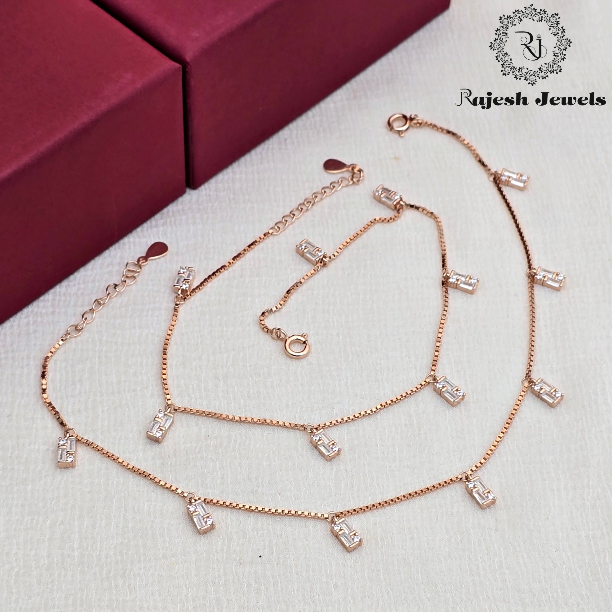 Wonderful Rosegold Cz Sleek Anklet