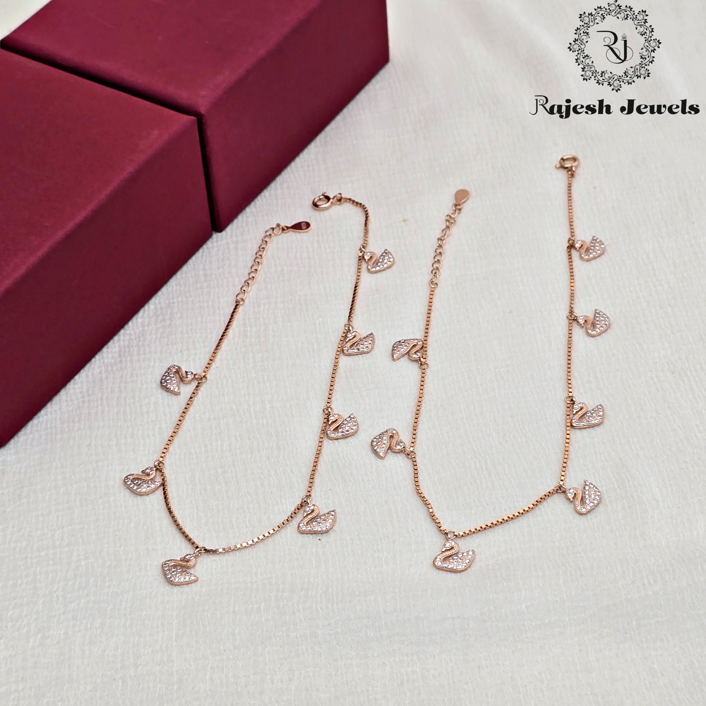 Swan Rosegold Cz Sleek Anklet