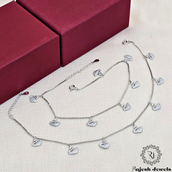 Swan Charm Cz Sleek Anklet