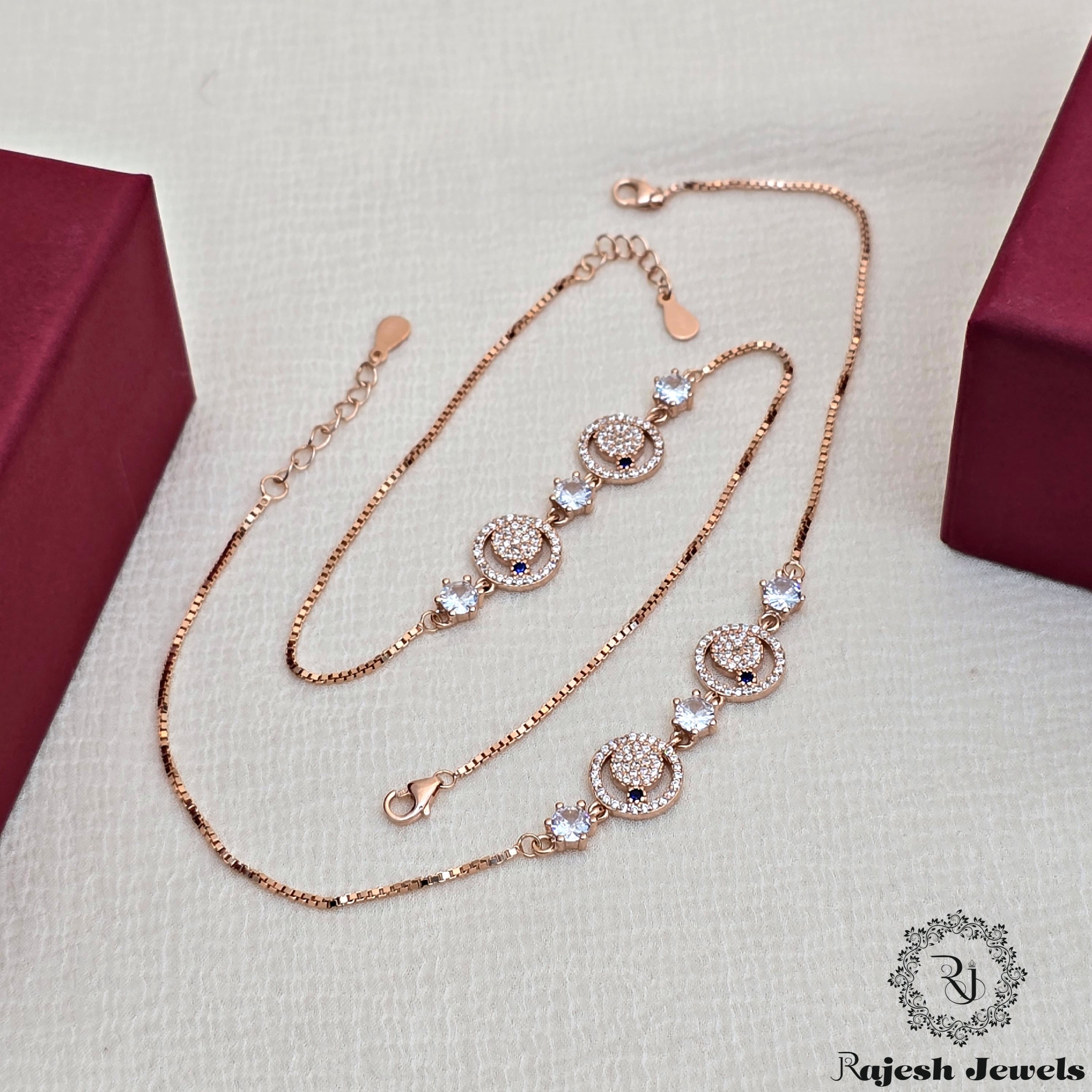 Dazzling Cz Sleek Rosegold Anklet