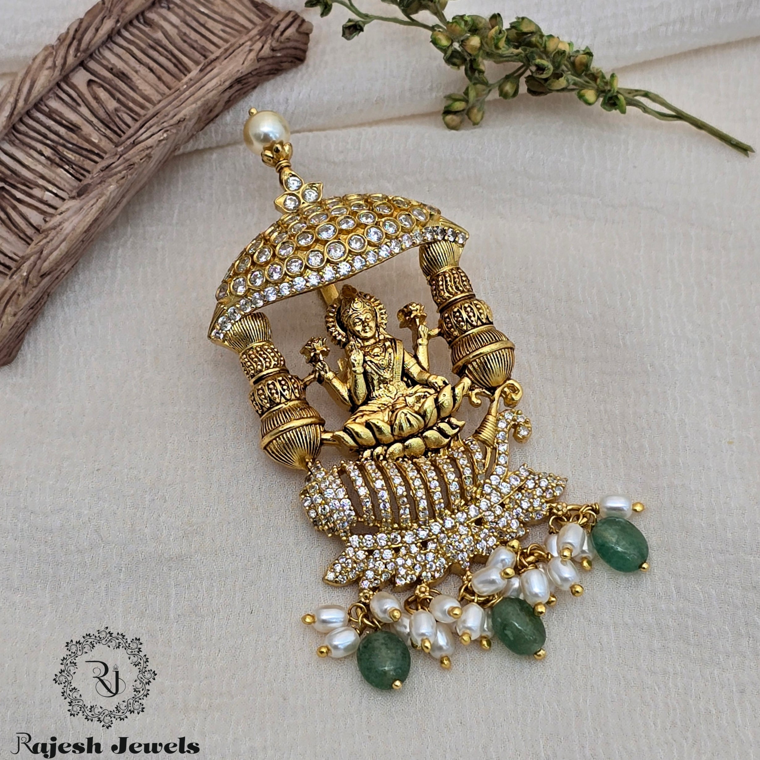 Lakshmi On Chariot Silver Gold Plated Pendant