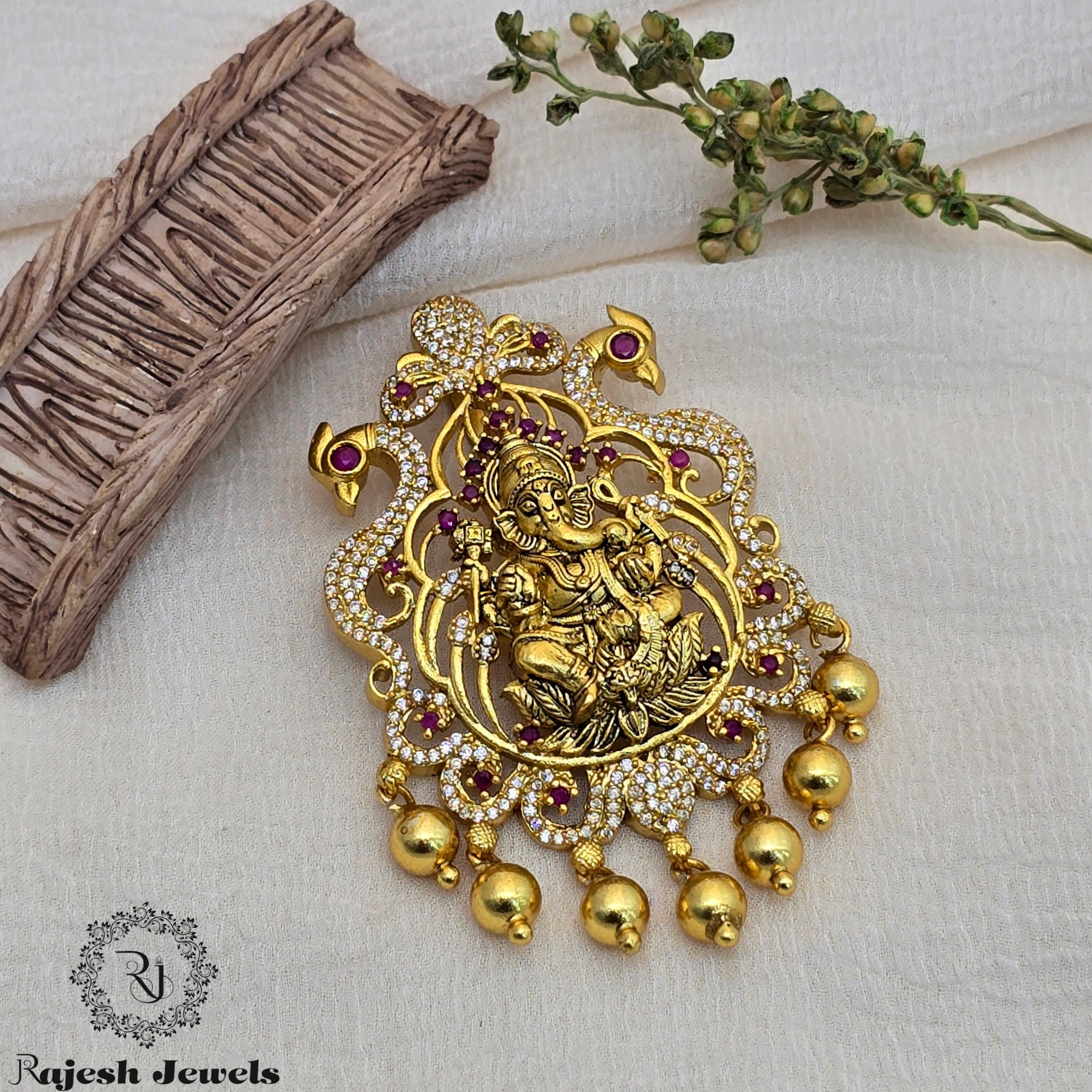 Sparkling Gajanana Gold Plated Pendant