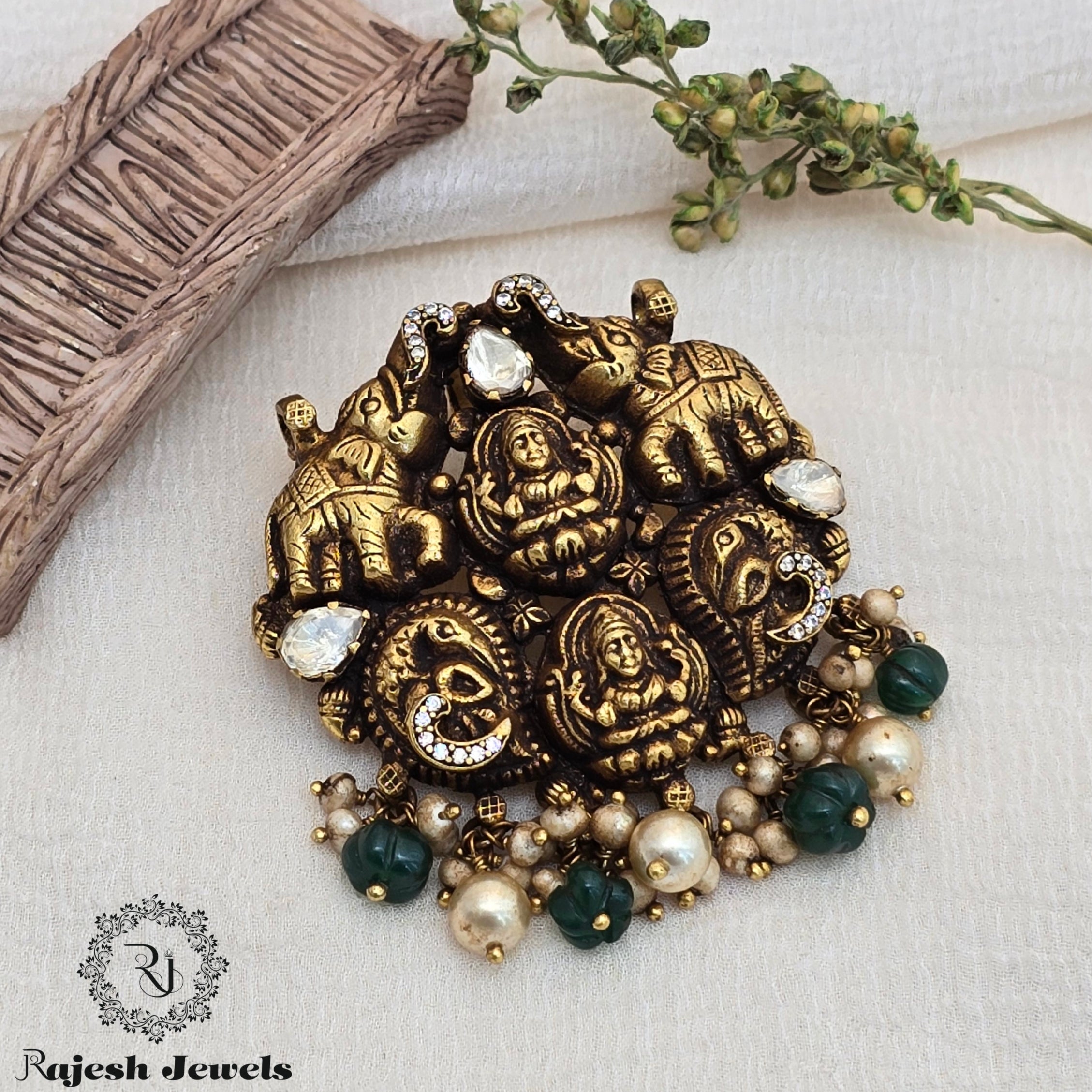 Gajalakshmi Silver Gold Plated Pendant