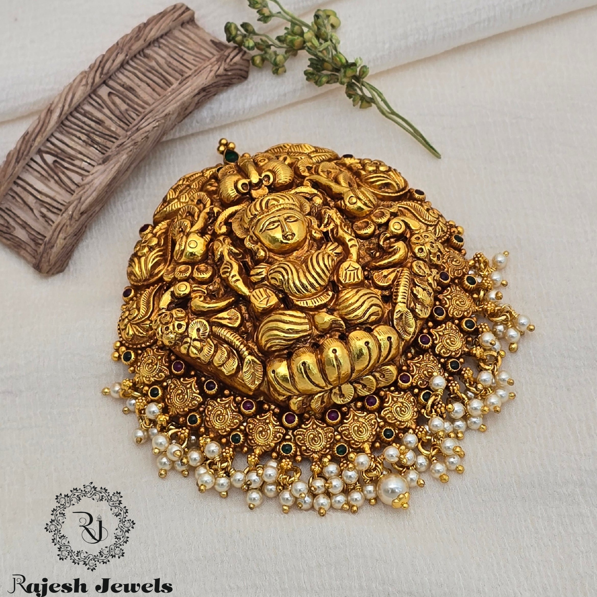 Traditional Nakshi Silver Gold Plated Pendant
