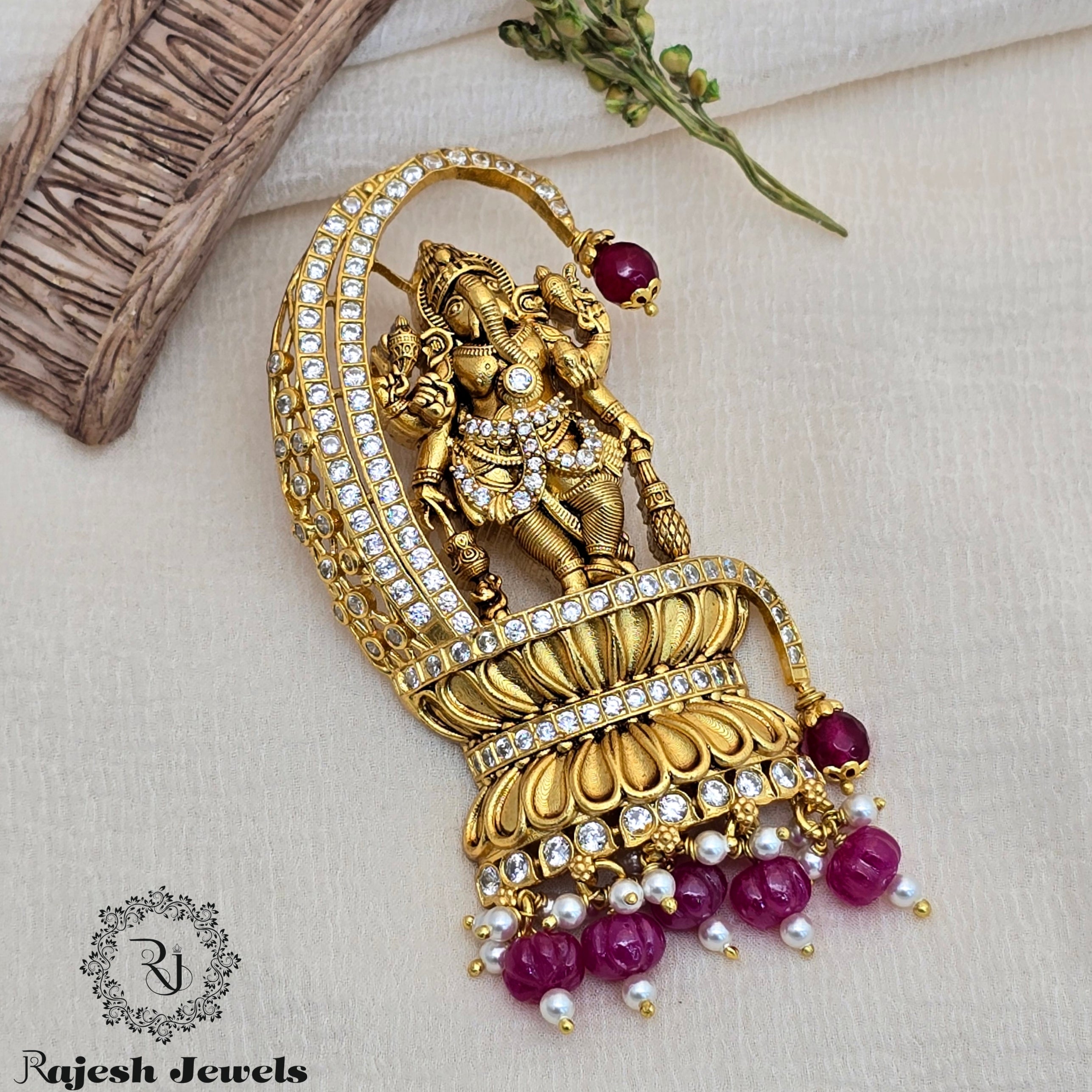 Nritya Ganapati Silver Gold Plated Pendant