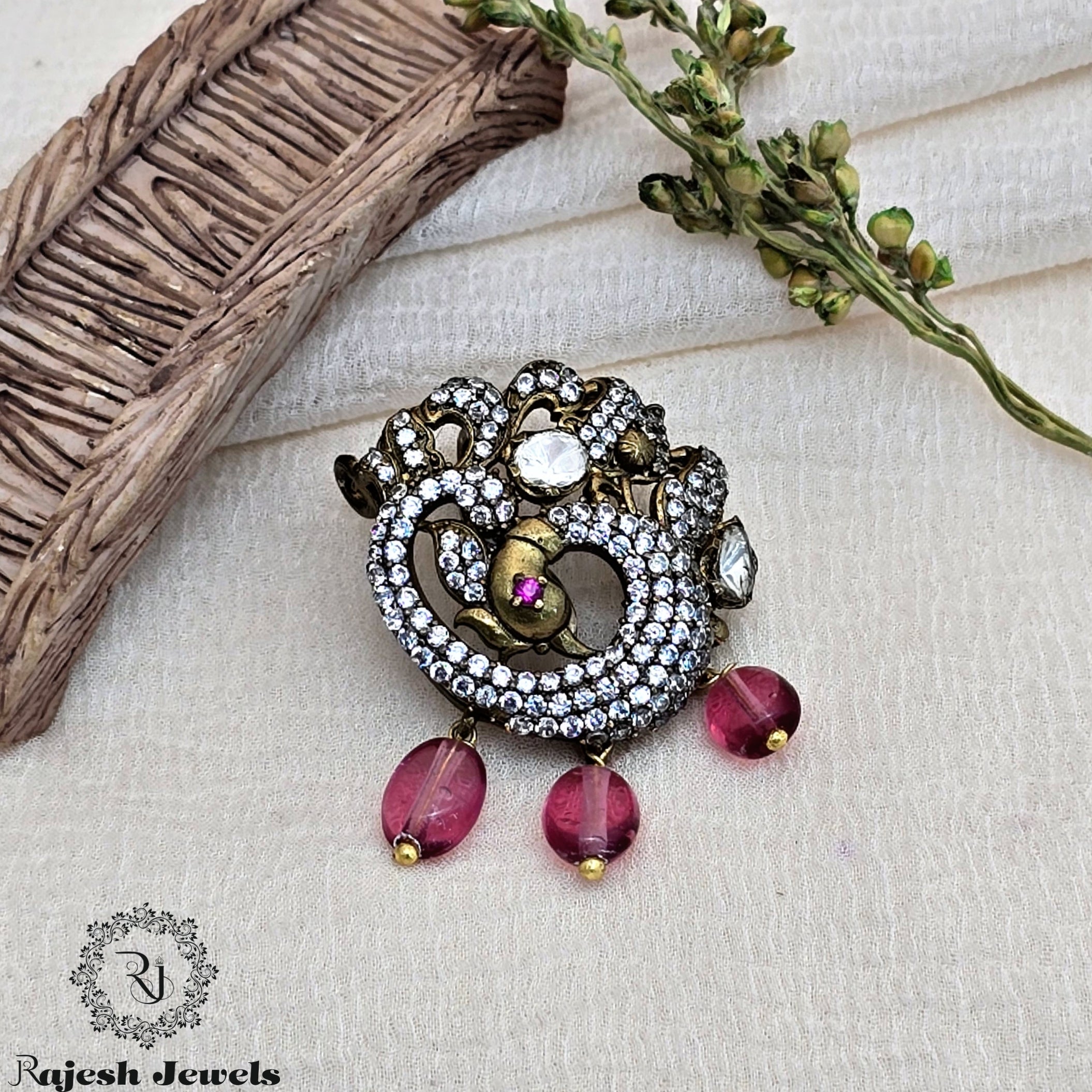 Fabulant Moissanite Peacock Gold Plated Pendant