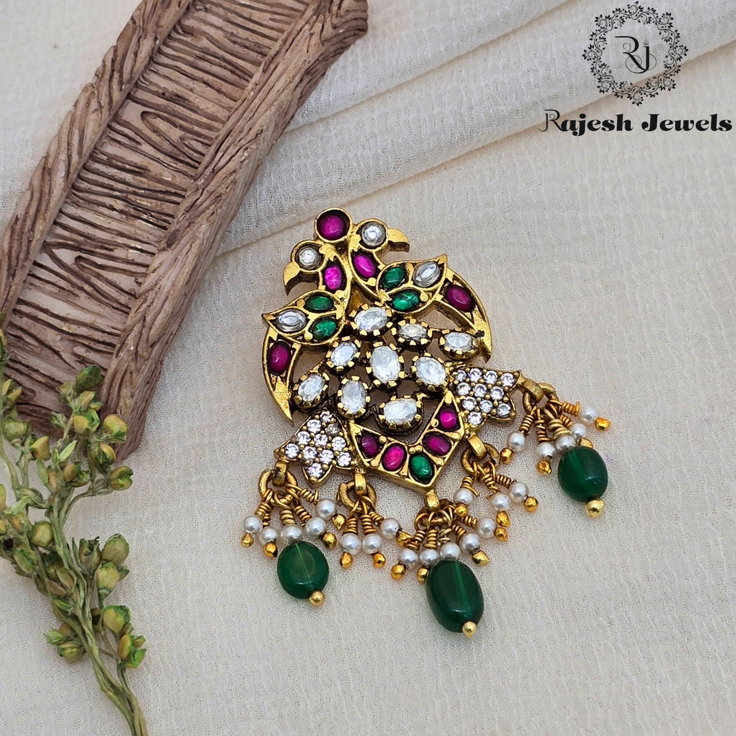 Peacock Moissanite Gold Plated Pendant