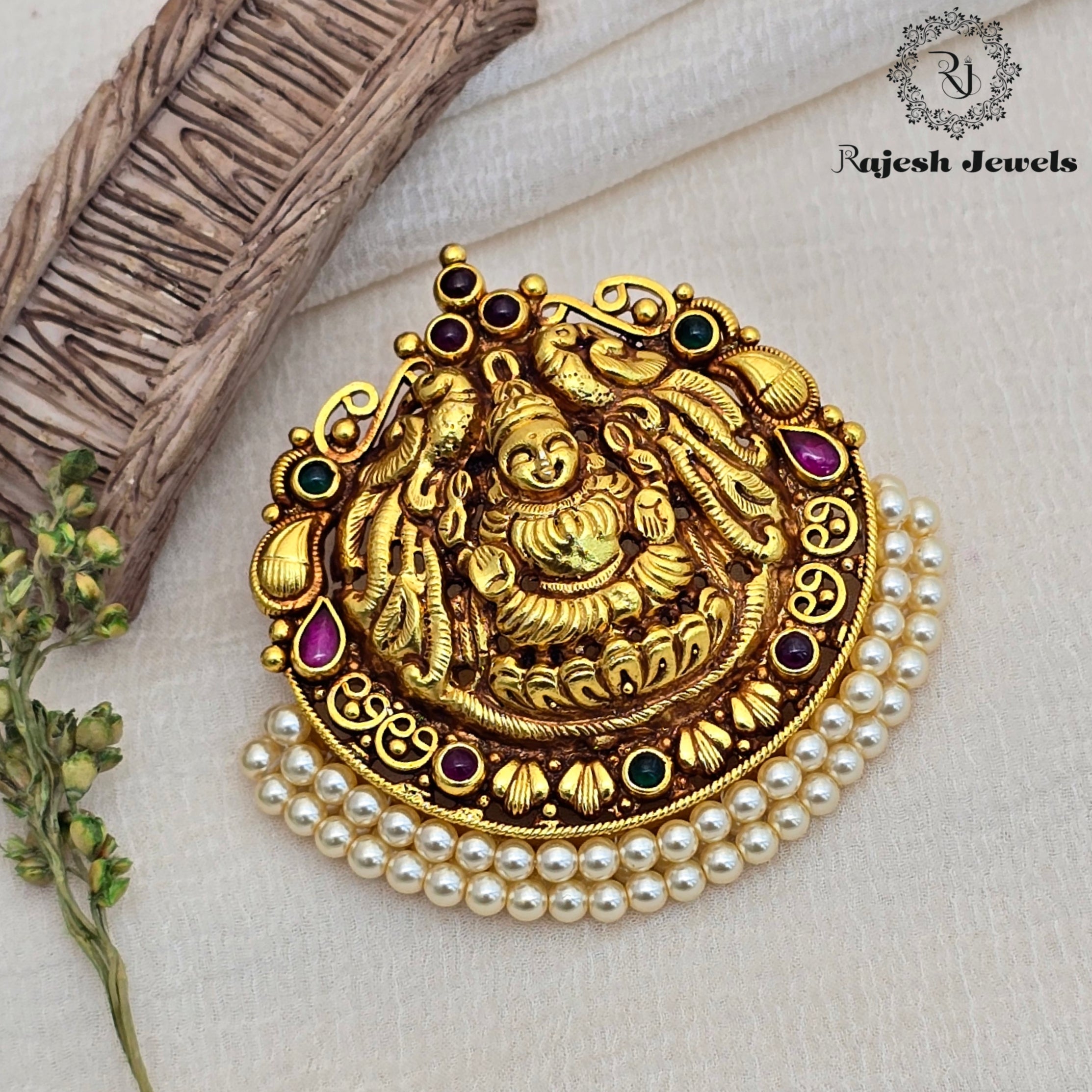 Mesmerizing Bhagyalakshmi Silver Gold plated Pendent