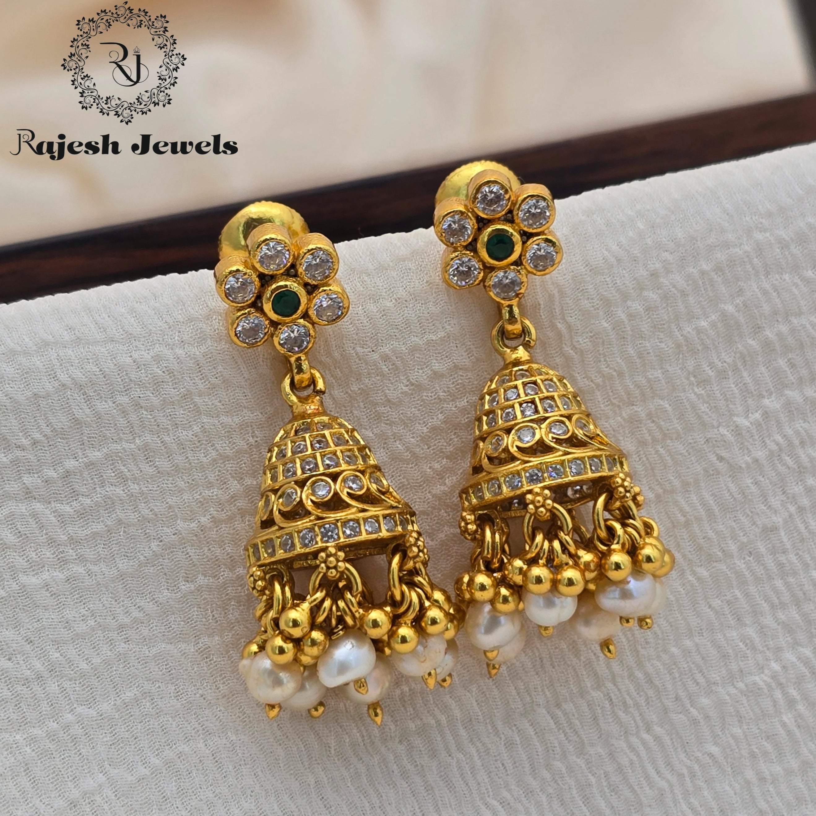 Sparkling Silver Gold Plated Jhumka