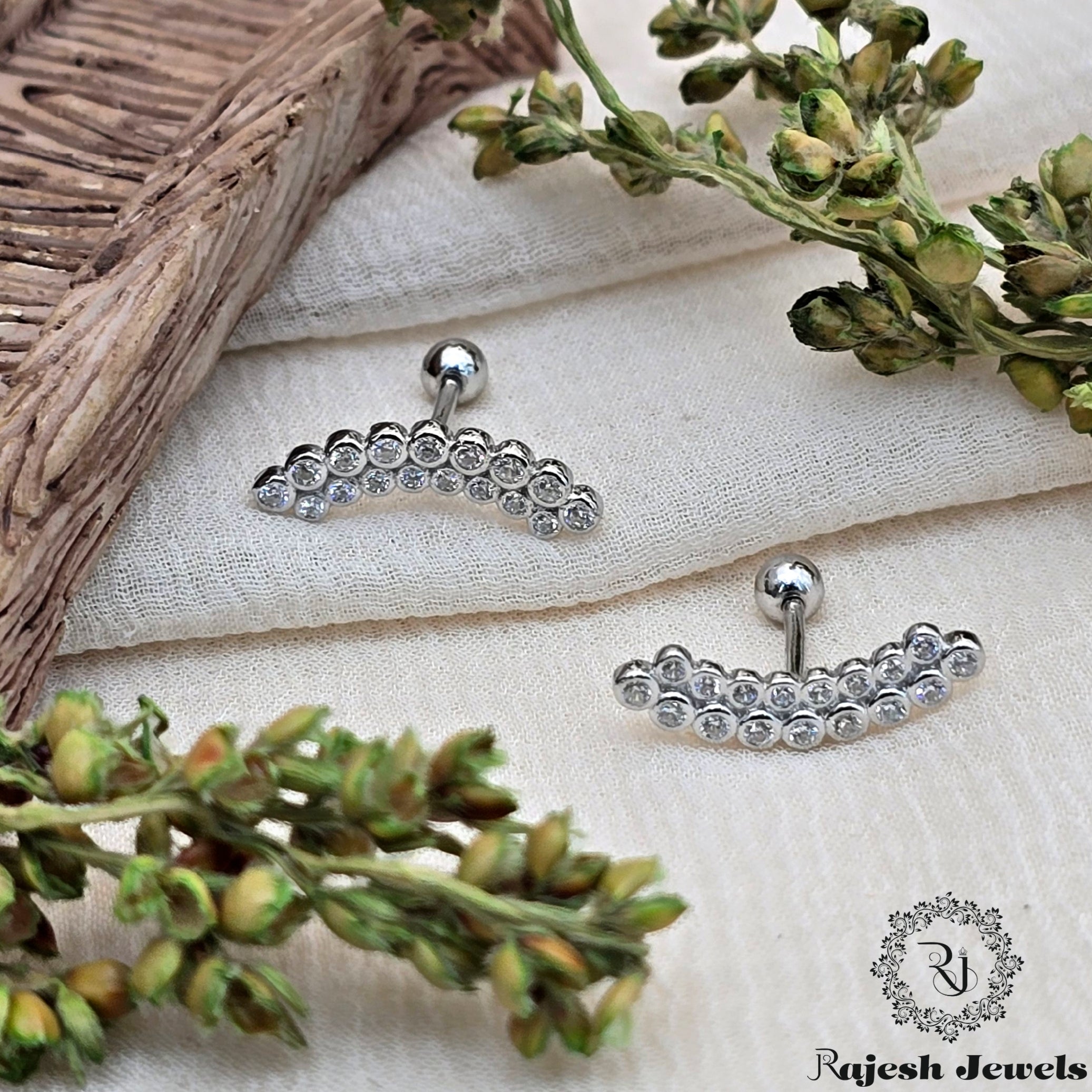 Charming Cz Silver Stud Earrings