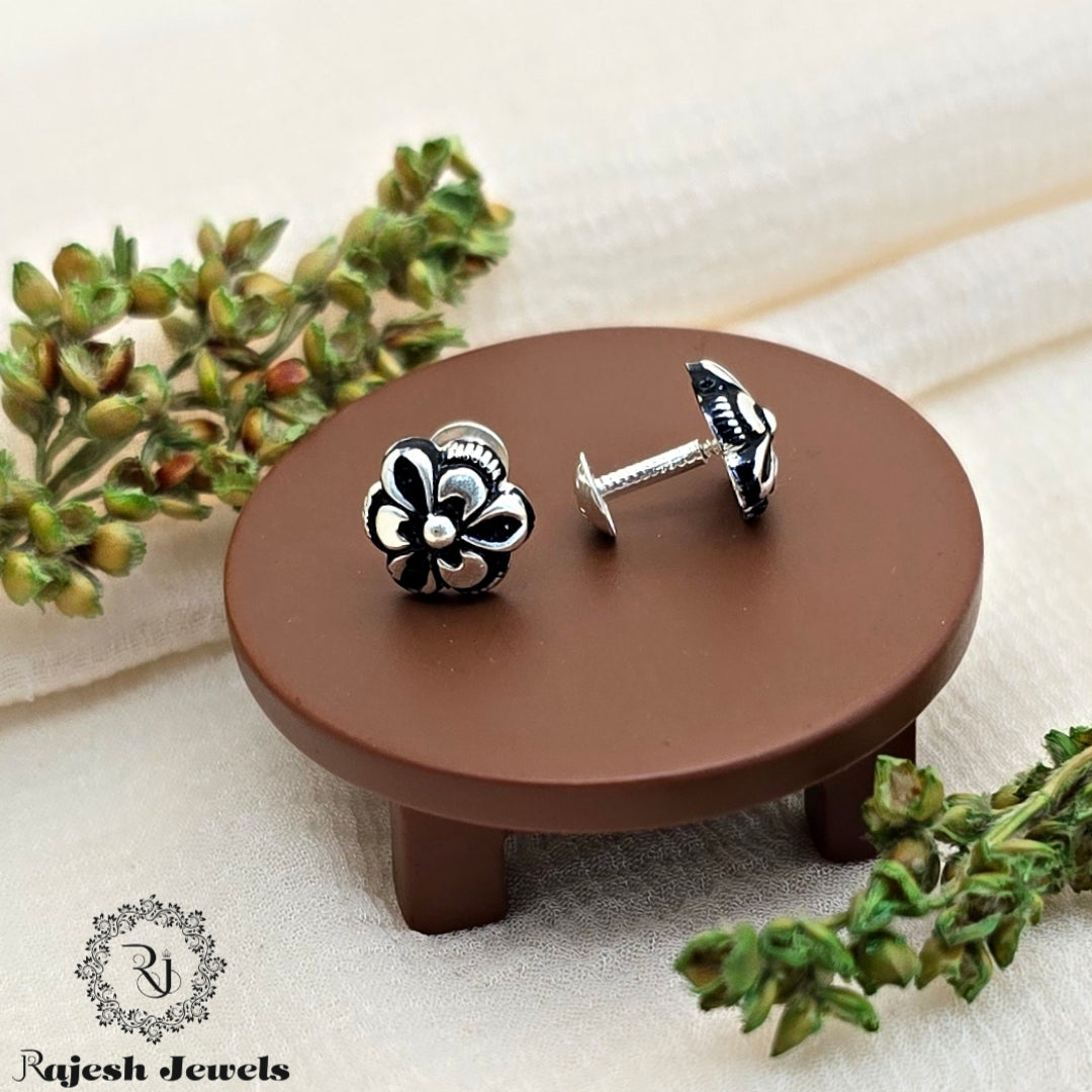 Appealing Silver Antique Finish Stud Earrings