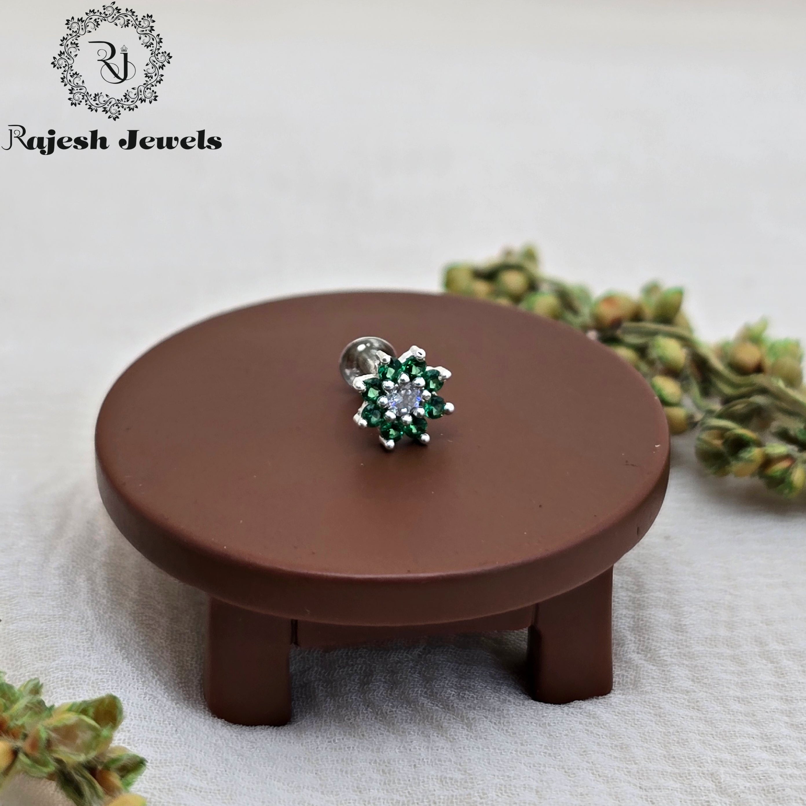 Graceful Green Cz Silver Nosepin