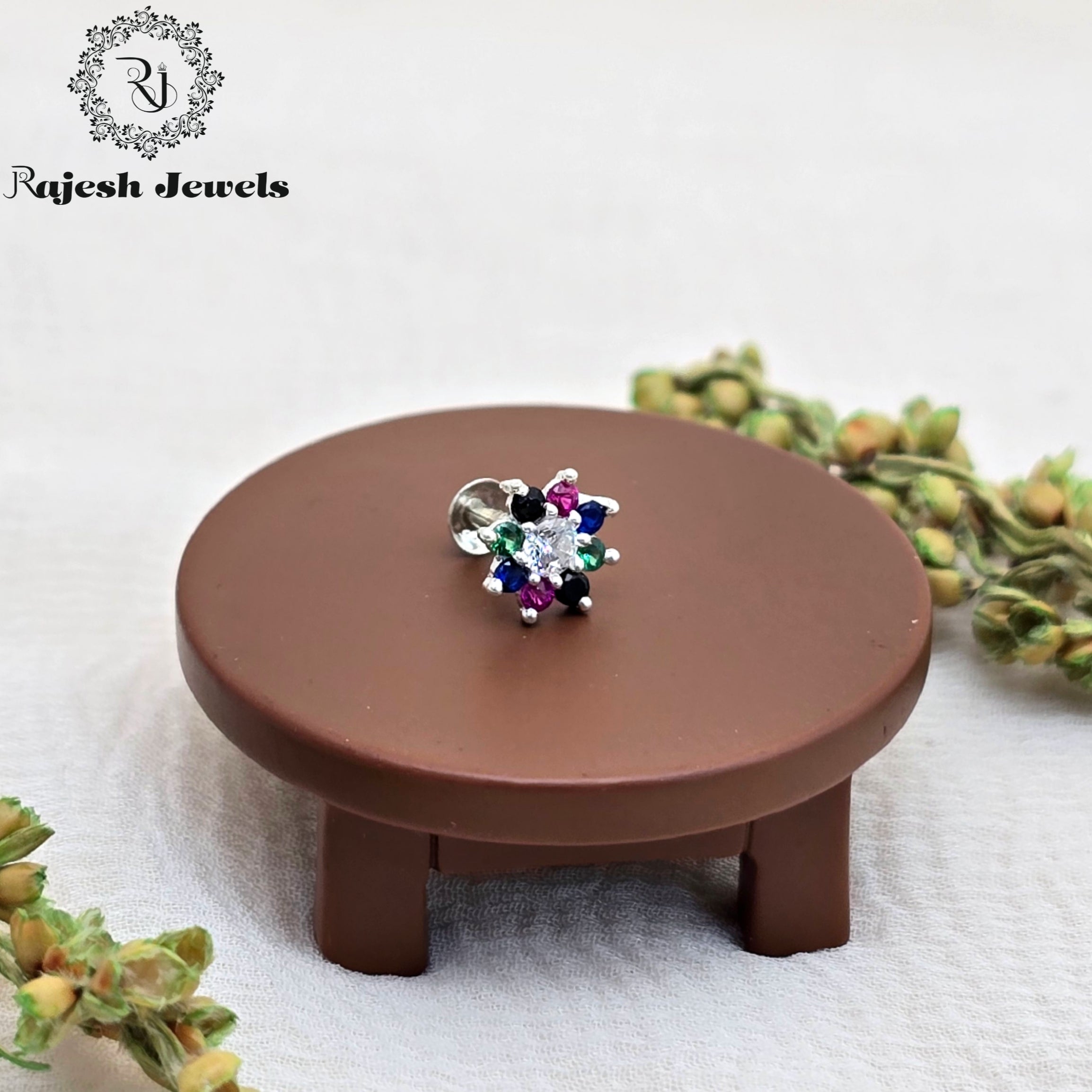 Multicoloured Cz Silver Nosepin