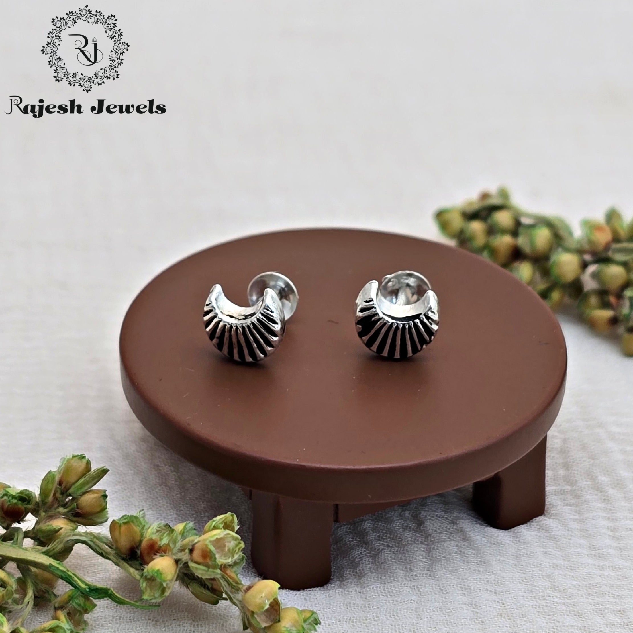 Impressive Silver Oxidised Stud Earrings