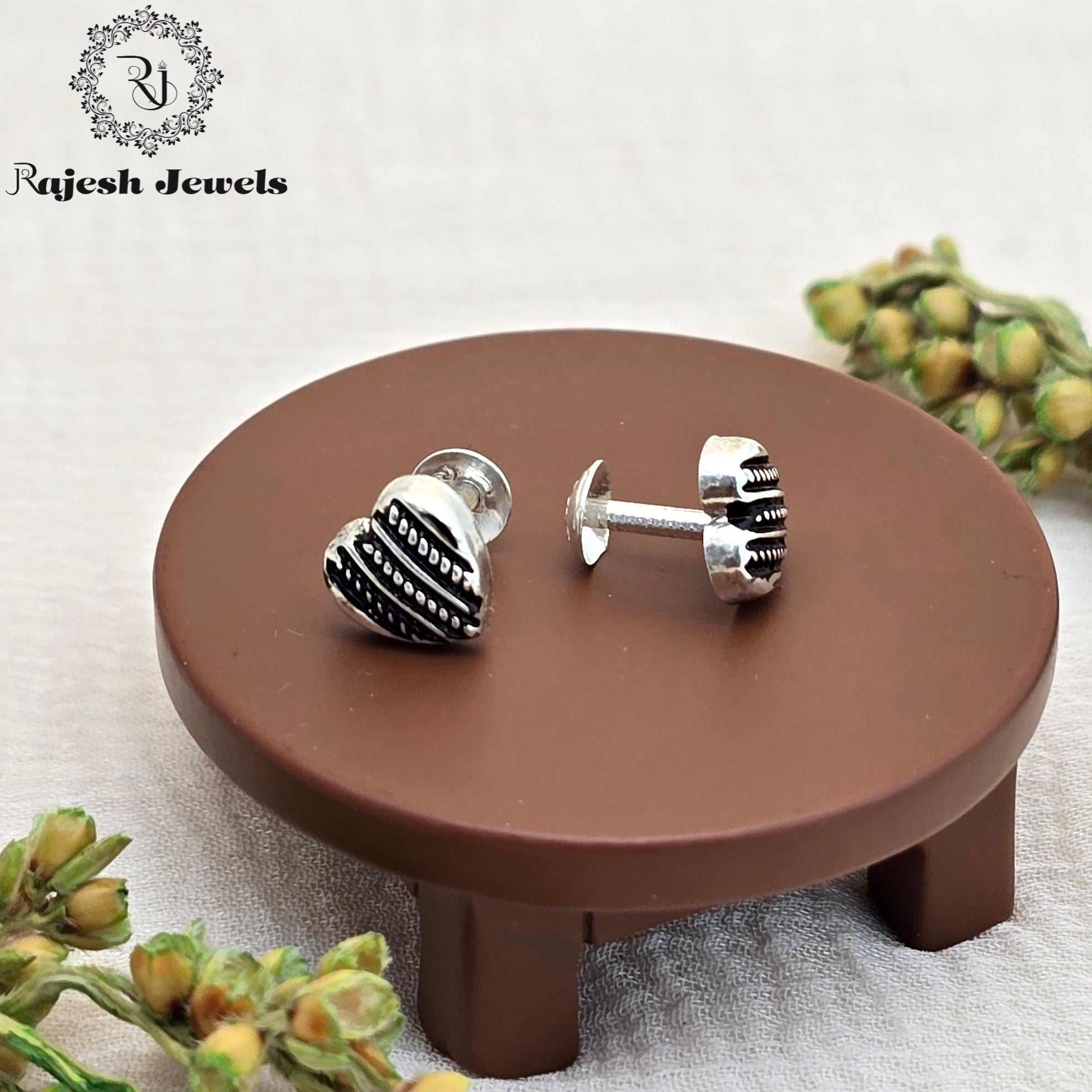 Captivating Oxidised Silver Stud Earrings