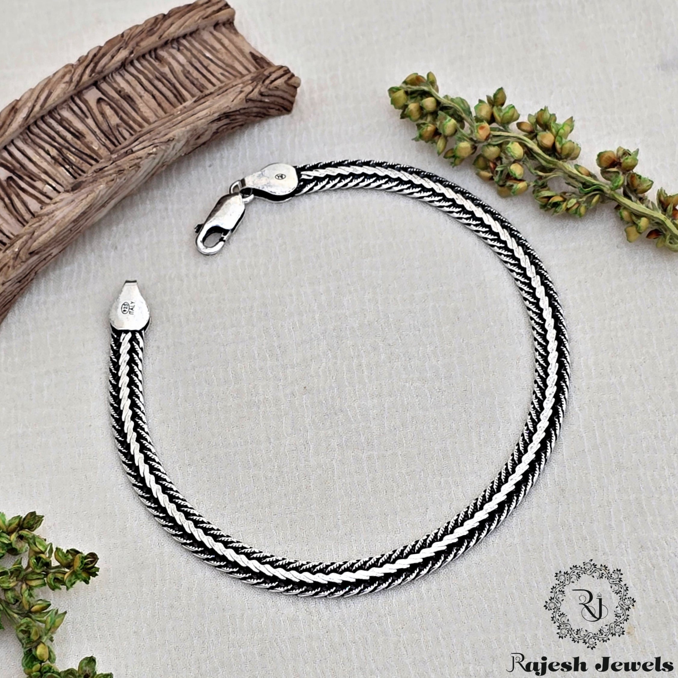 Wonderful Flat Oxidised Men's Bracelet