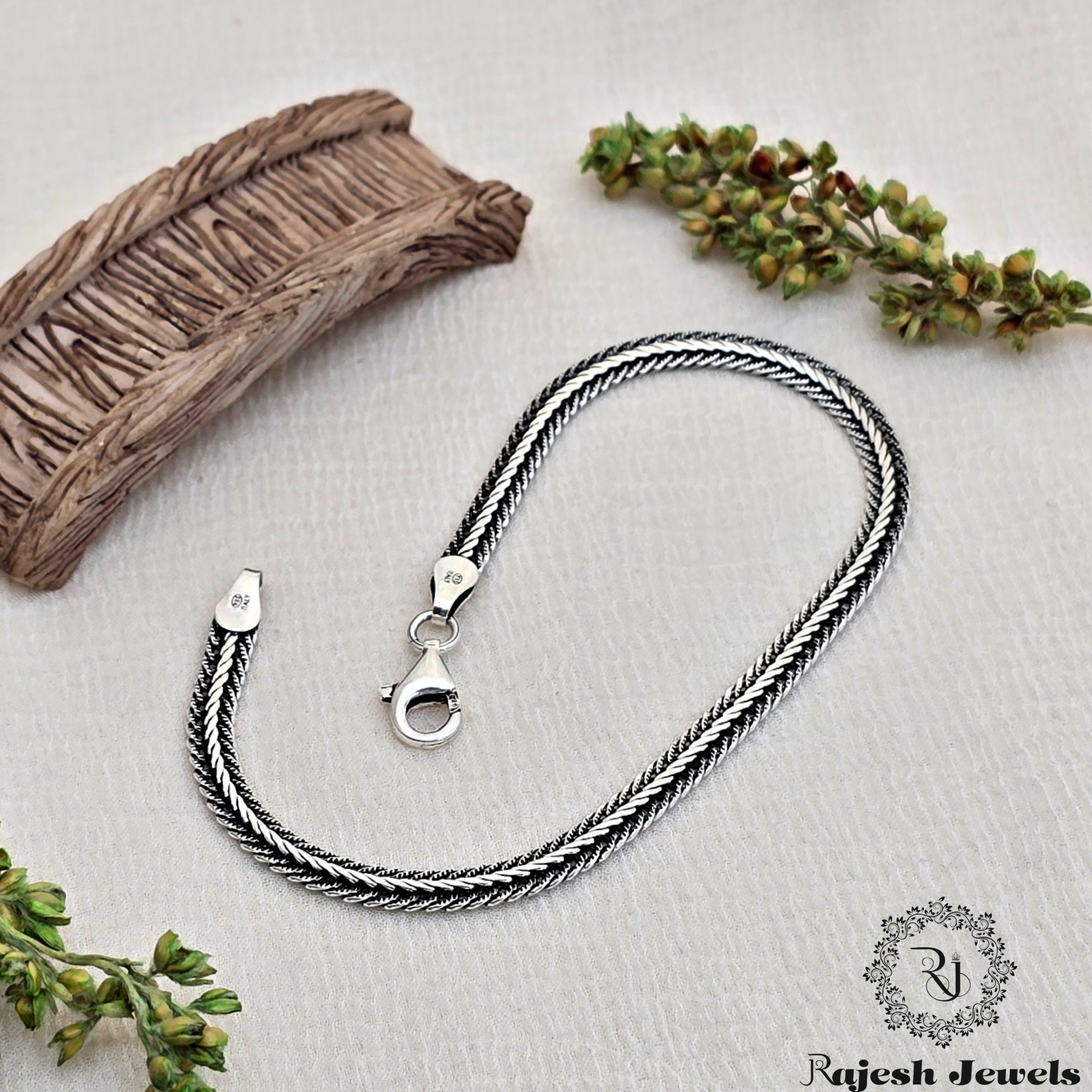 Flat Snake Chain Silver Men's Bracelet