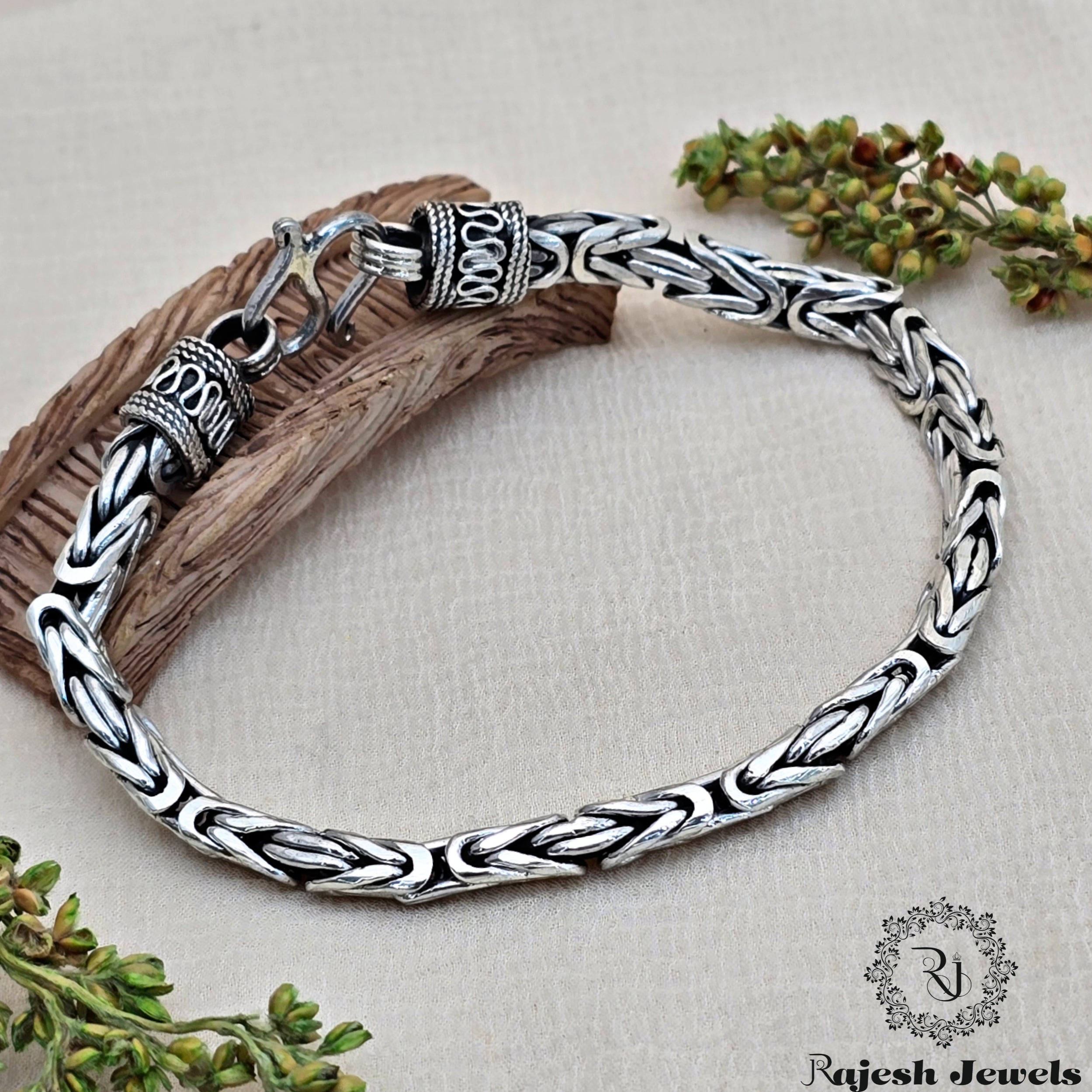 Fine Interlinked Oxidised Men's Bracelet