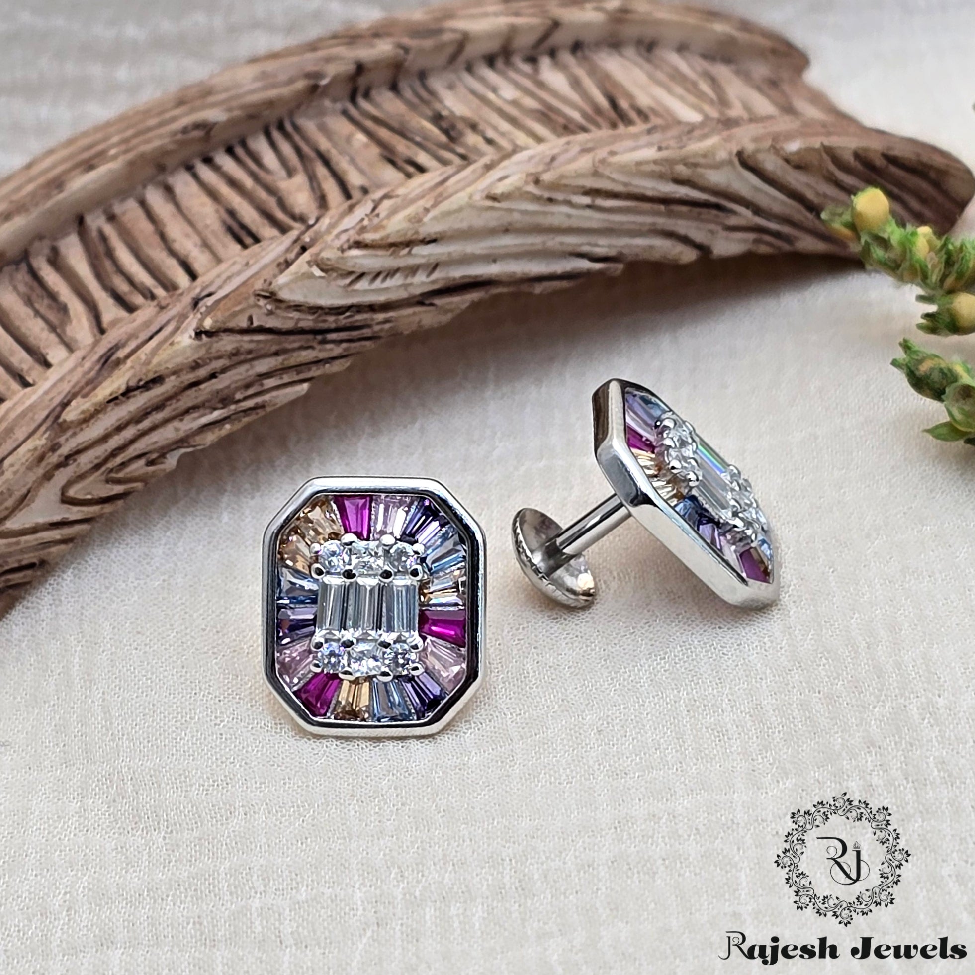Blossomy Cz Silver Stud Earrings