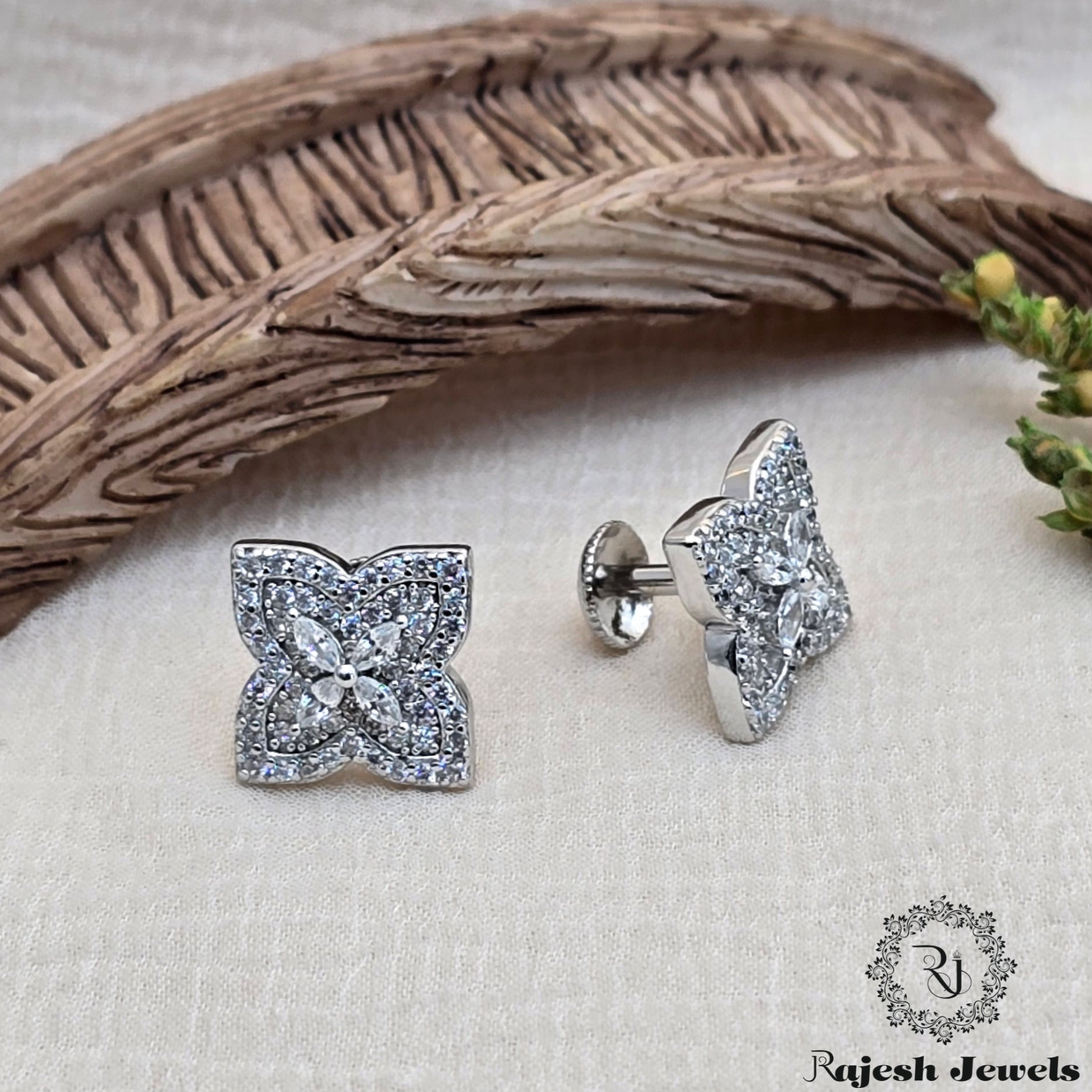 Sparkling Cz Silver Stud Earrings