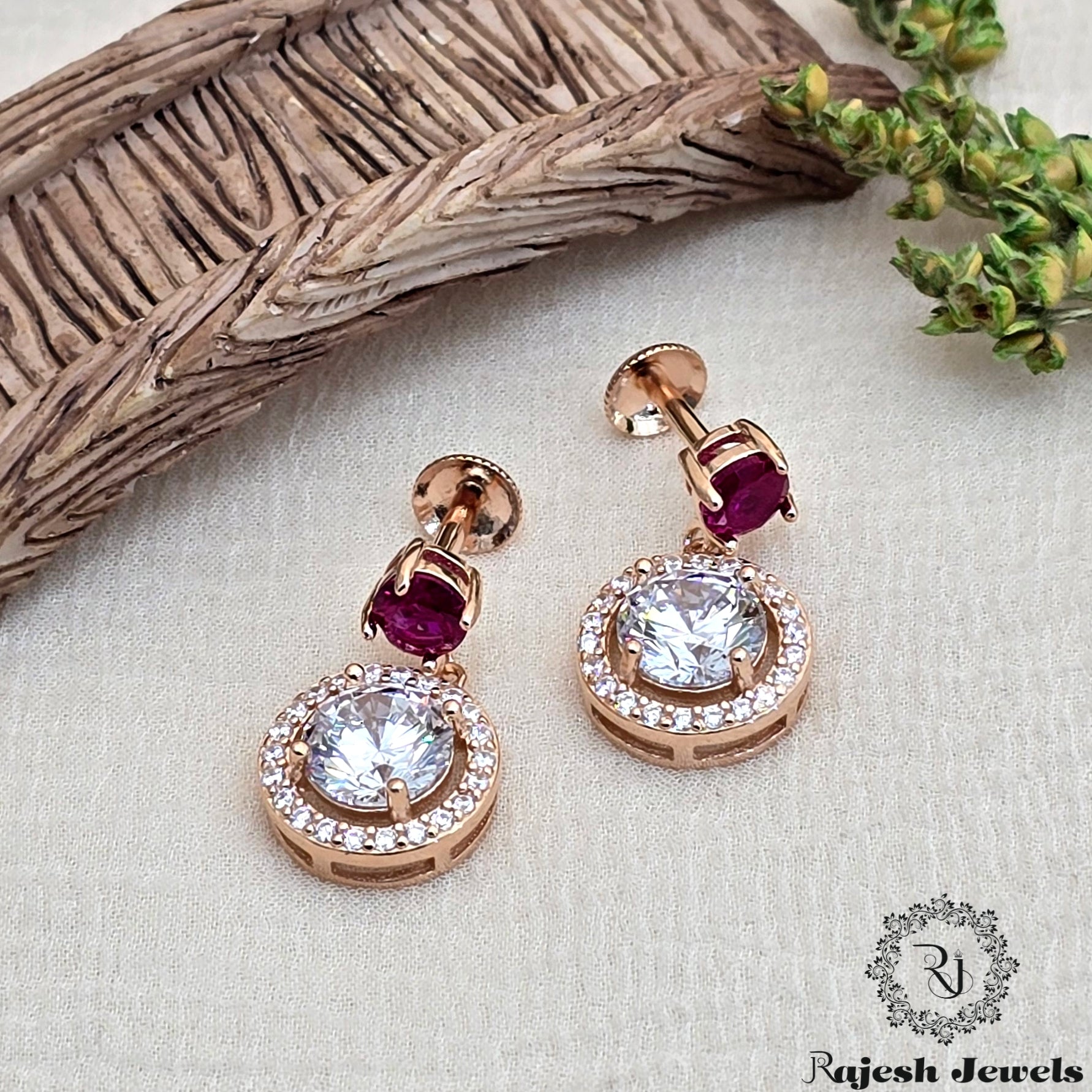 Beautiful Cz Rosegold Silver Stud Earrings