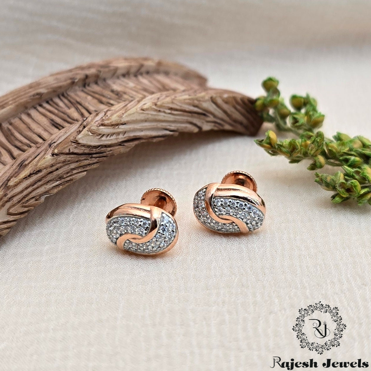 Appealing Cz Rosegold Silver Stud Earrings