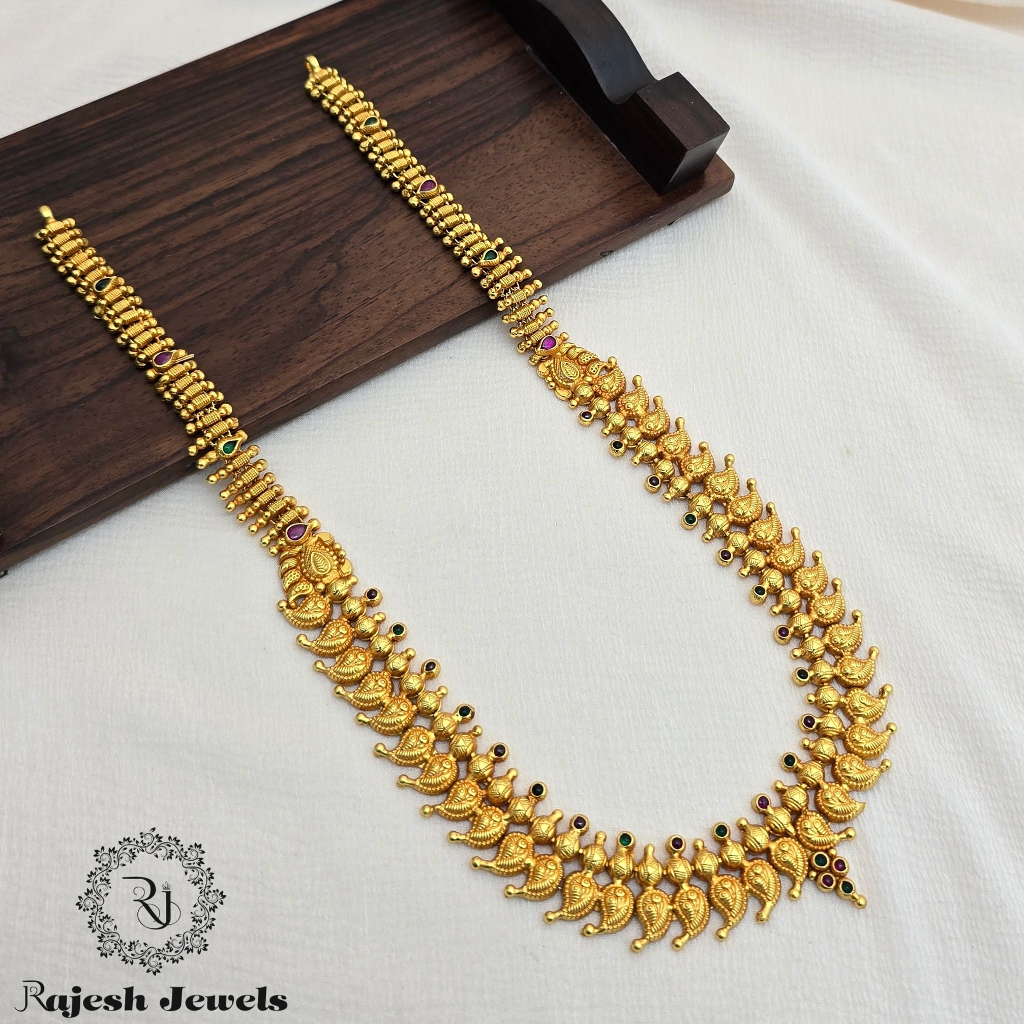 Mango Ornated Silver Gold Plated Long Haram