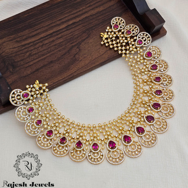 Overwhelming Cz Silver Gold Plated Necklace