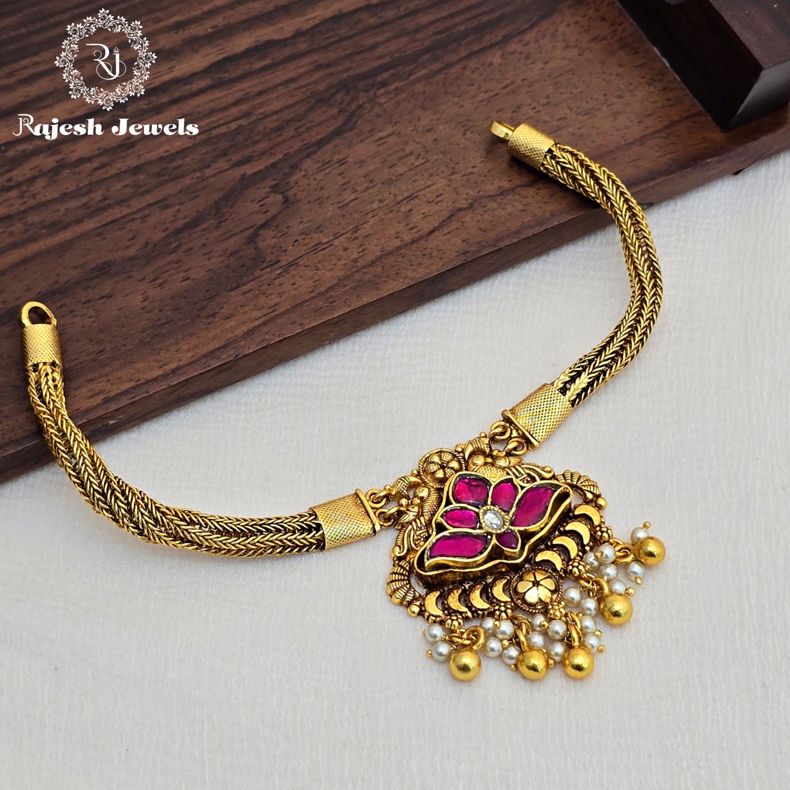 Lotus Kundan Silver Gold Plated Necklace