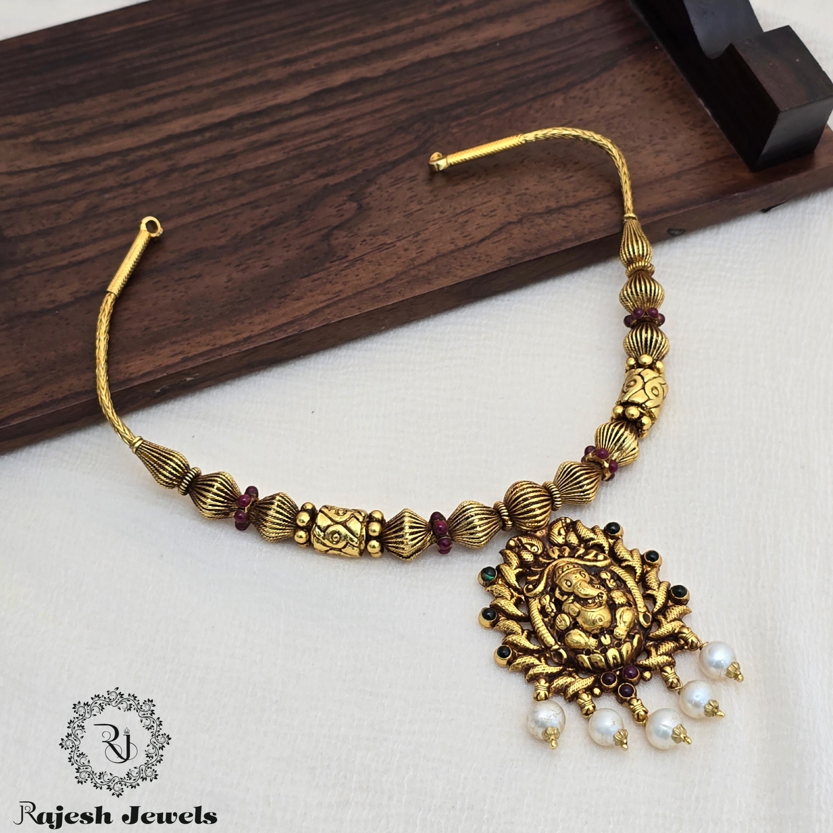 Alluring Ganesha Silver Gold Plated Necklace