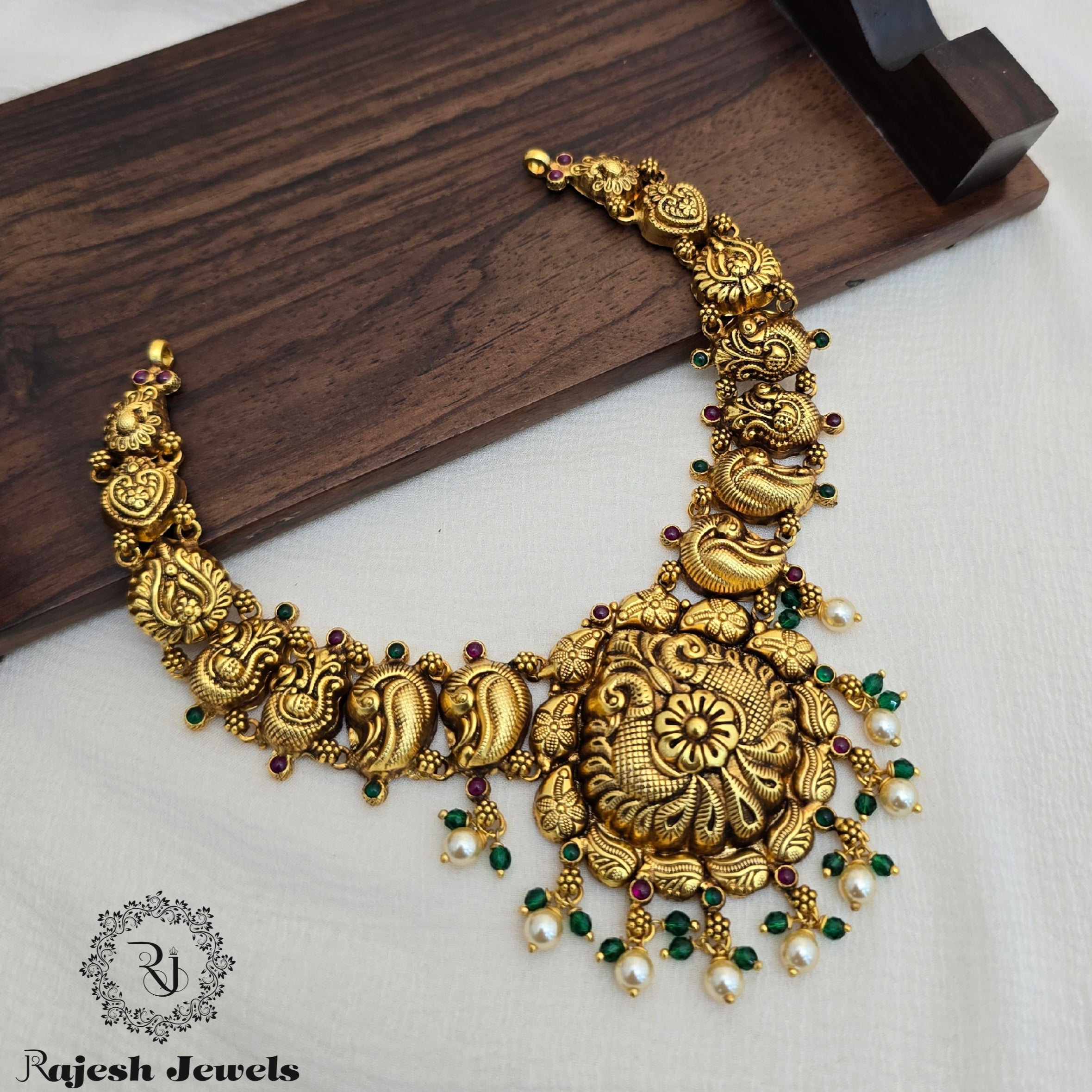 Alluring Peacock Silver Gold Plated Necklace