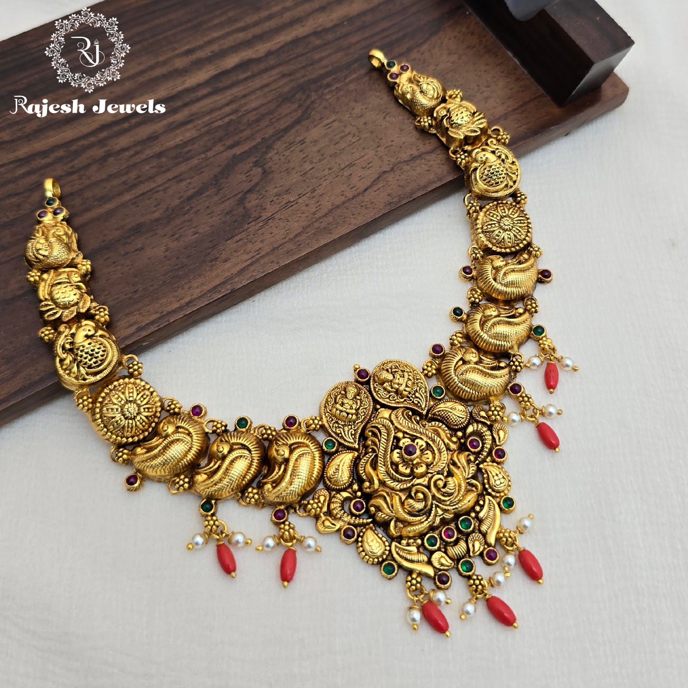 Appealing Peacock Coral Silver Gold Plated Necklace