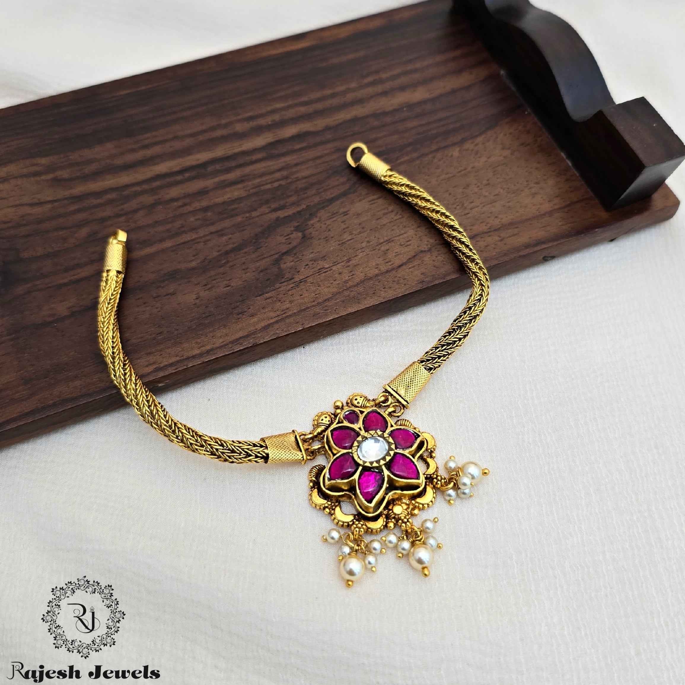 Floral Kundan Radiant Silver Gold Plated Necklace