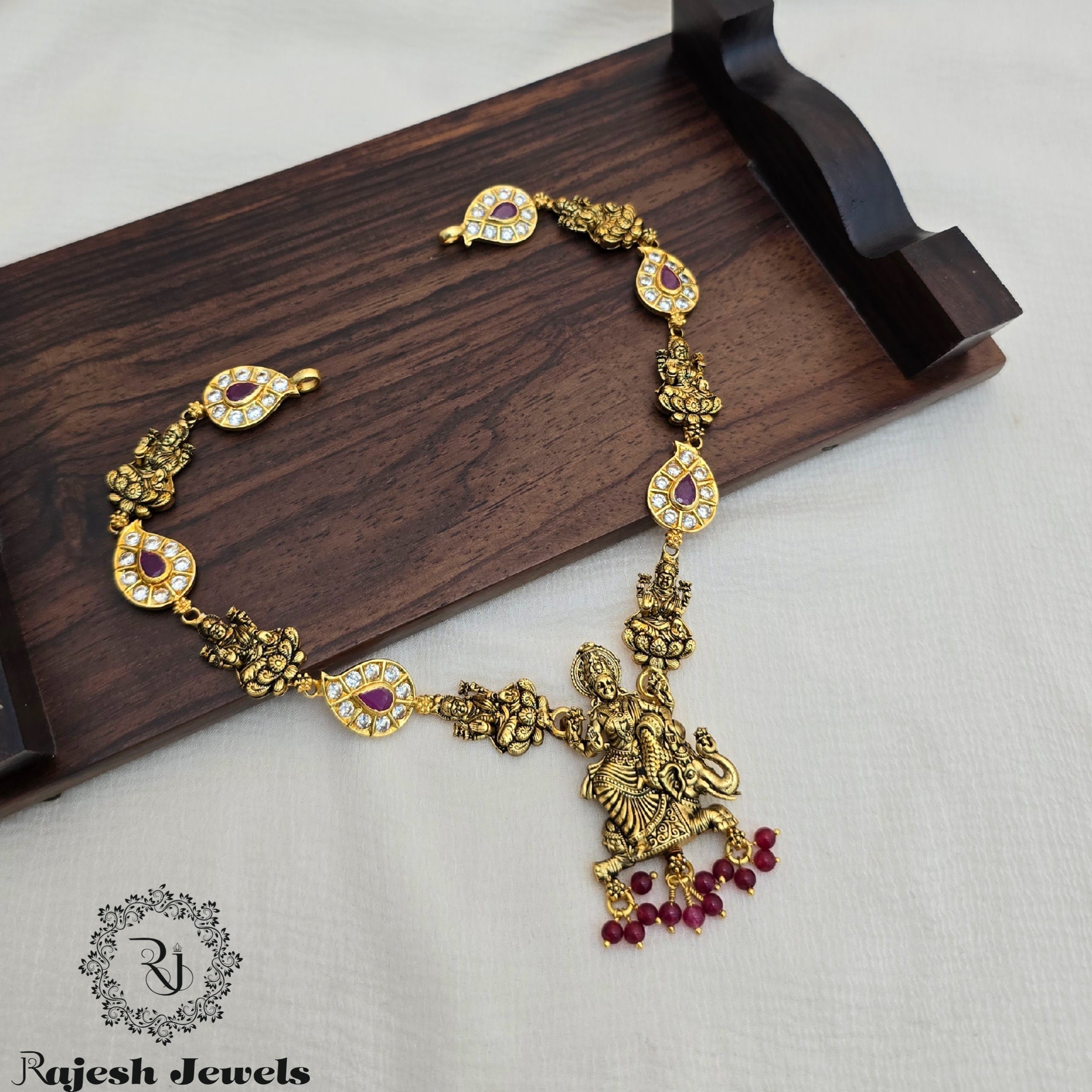 Gajalakshmi Silver Gold Plated Necklace